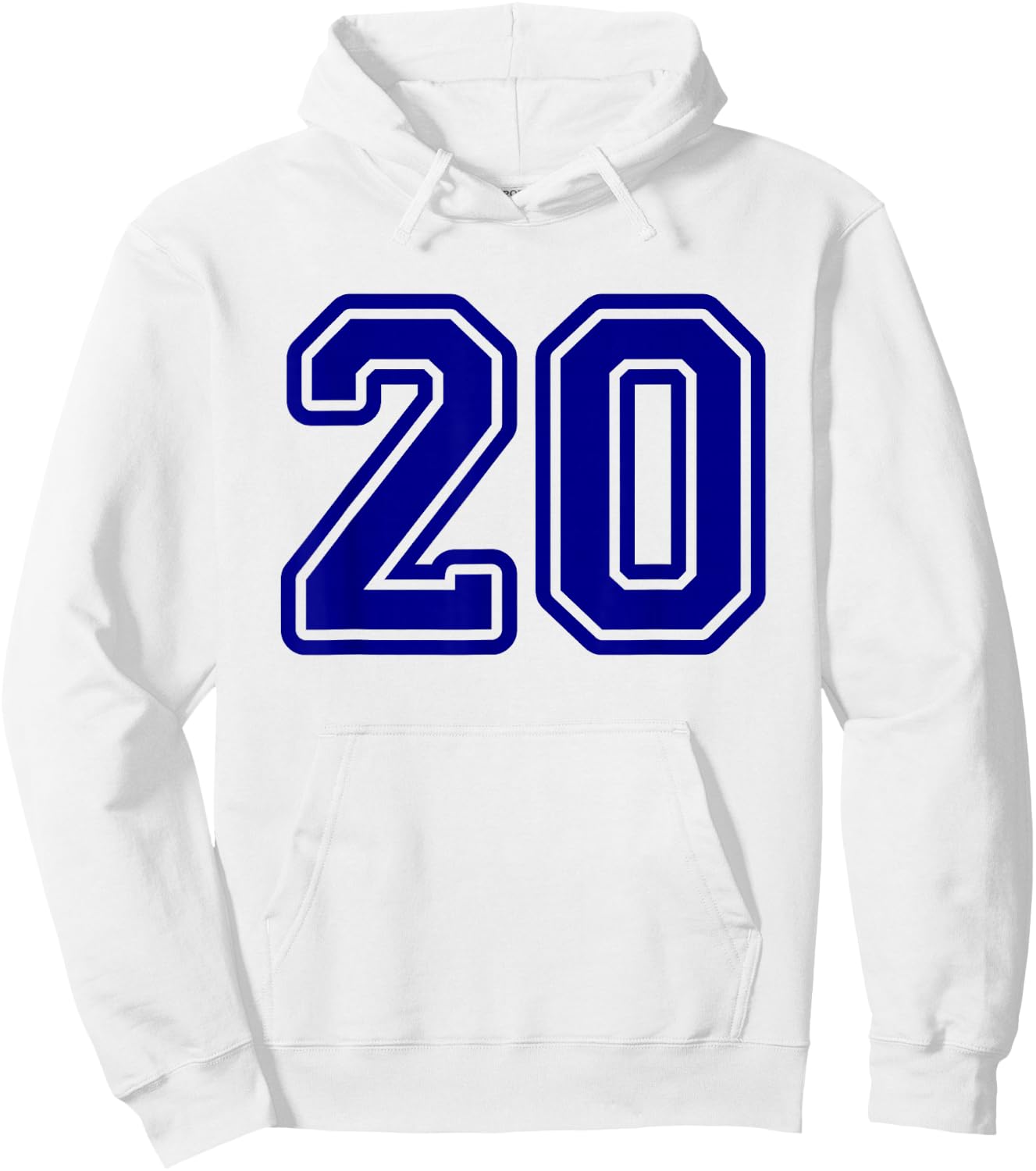Number #20 Sport Blue Varsity Number 20 Hoodie - Hoodie | White