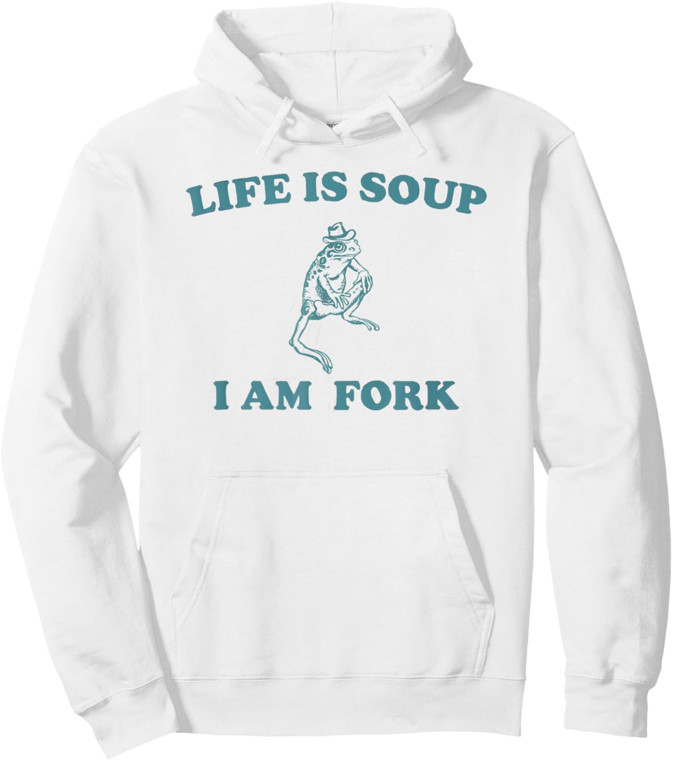 Life Is Soup I Am Fork Frog Funny Retro Meme Vintage Hoodie - Hoodie | White