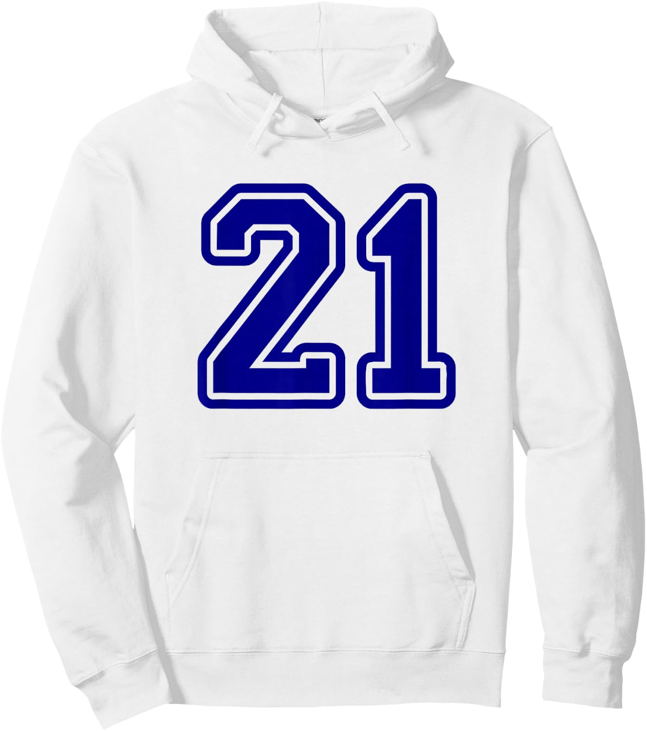 Number #21 Sport Blue Varsity Number 21 Hoodie - Hoodie | White