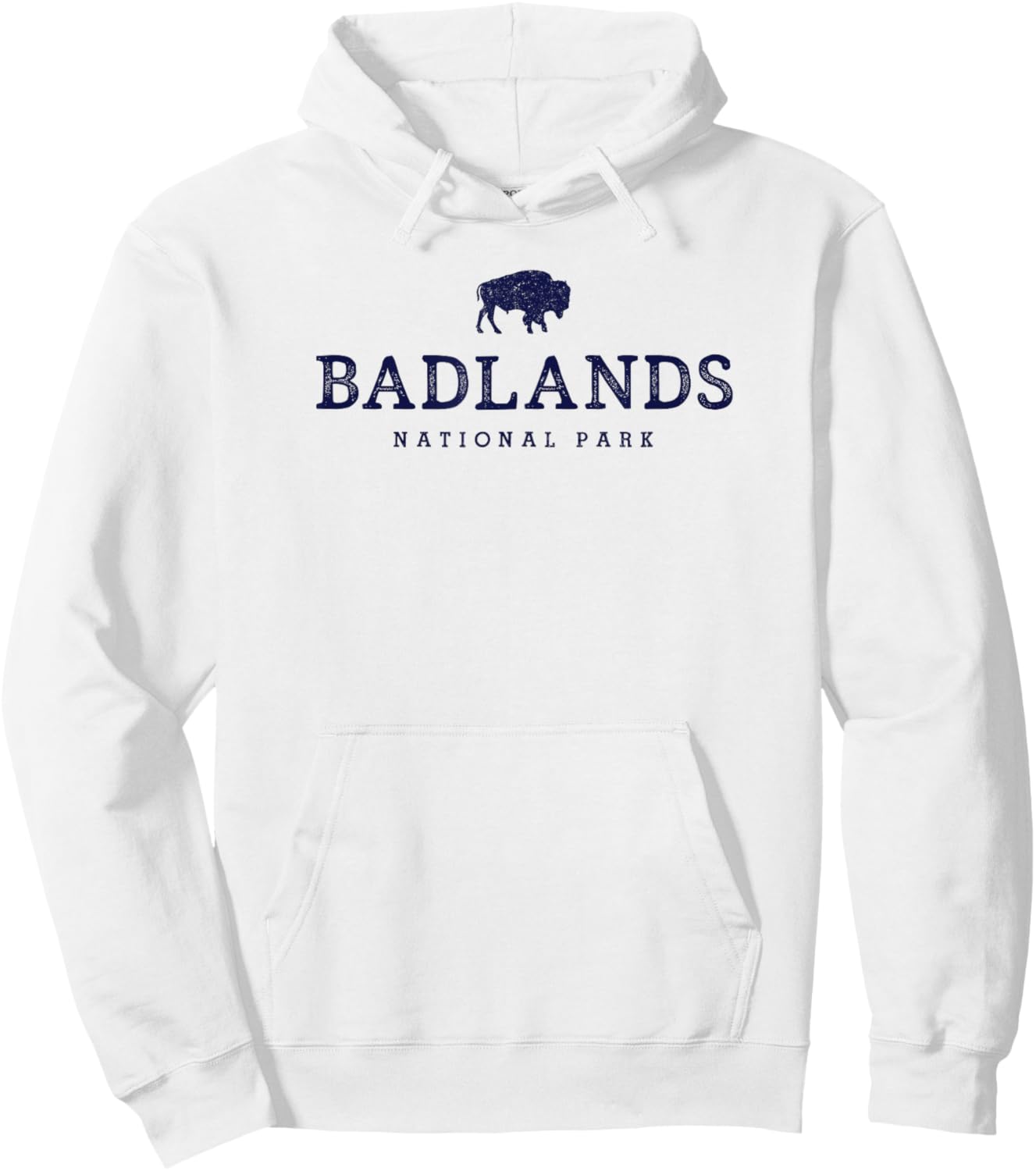 Retro Badlands National Park Bison Hiking Souvenir Hoodie - Hoodie | White