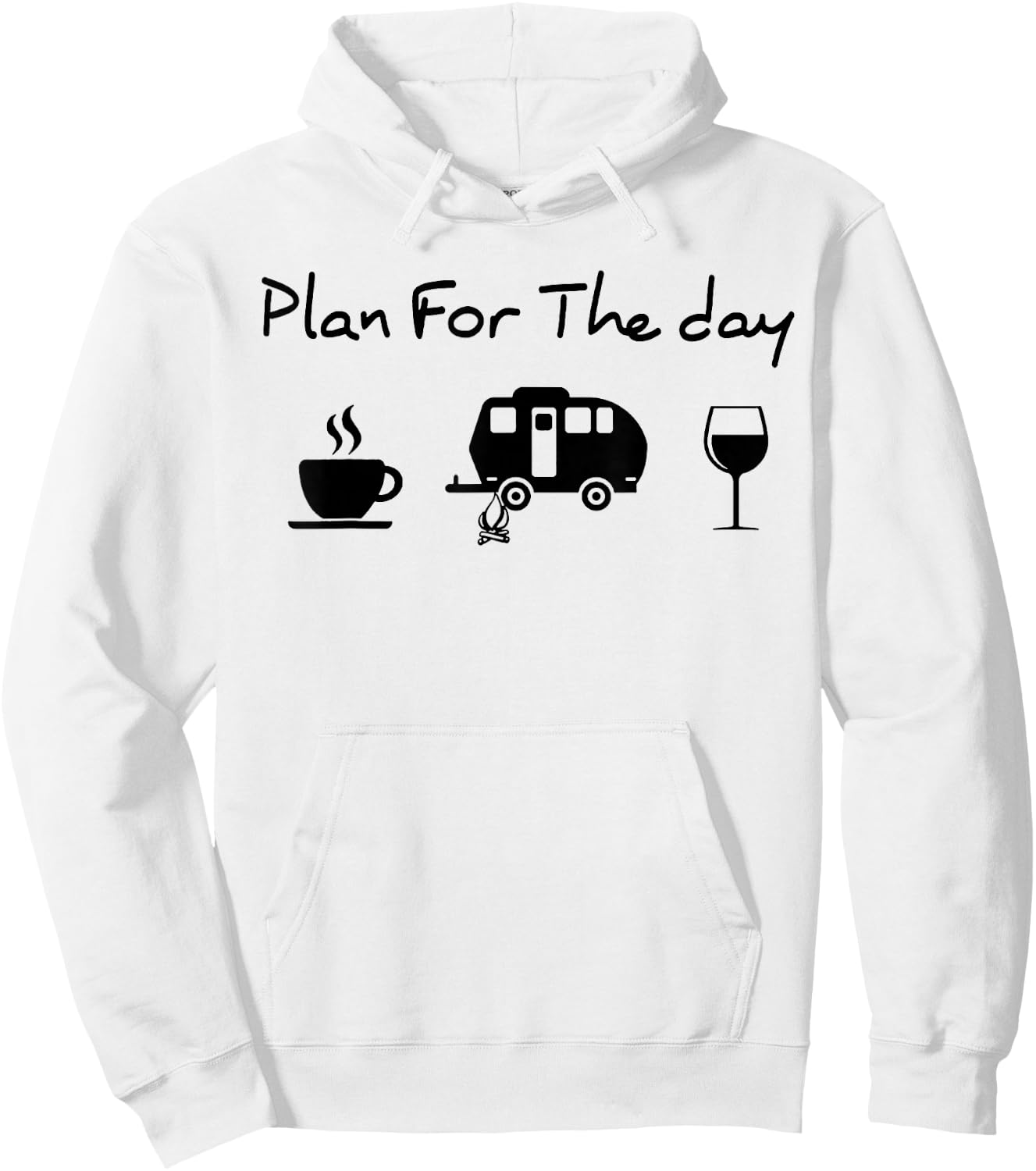 Plan For The Day Coffee Camping Wine Hoodie - Hoodie | White