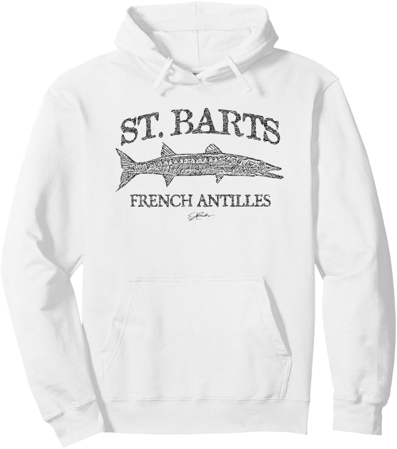 JCombs: St. Barts, French Antilles, Barracuda (Distressed) Hoodie - Hoodie | White