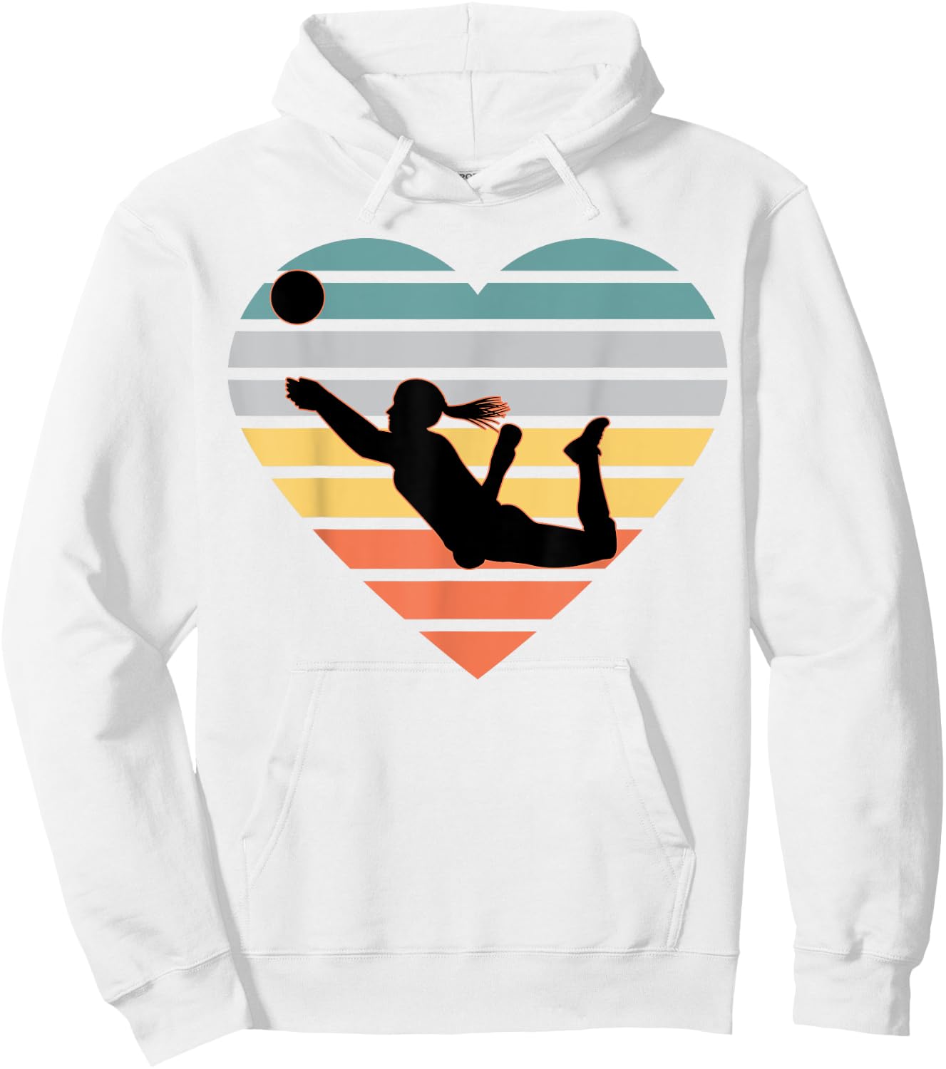 Volleyball Gifts for Teen Girls Retro Vintage Heart Hoodie - Hoodie | White