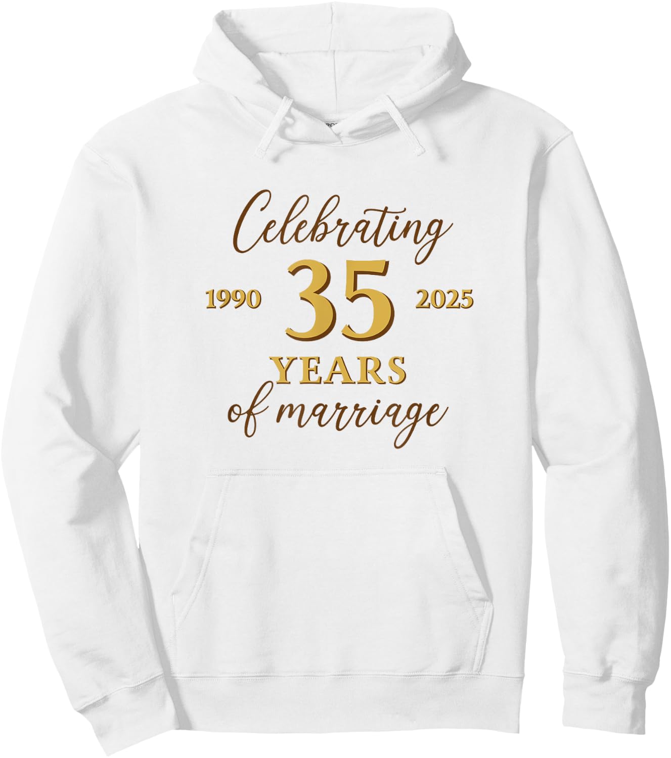 Funny 35 Years of Marriage 1990 35th Wedding Anniversary Hoodie - Hoodie | White