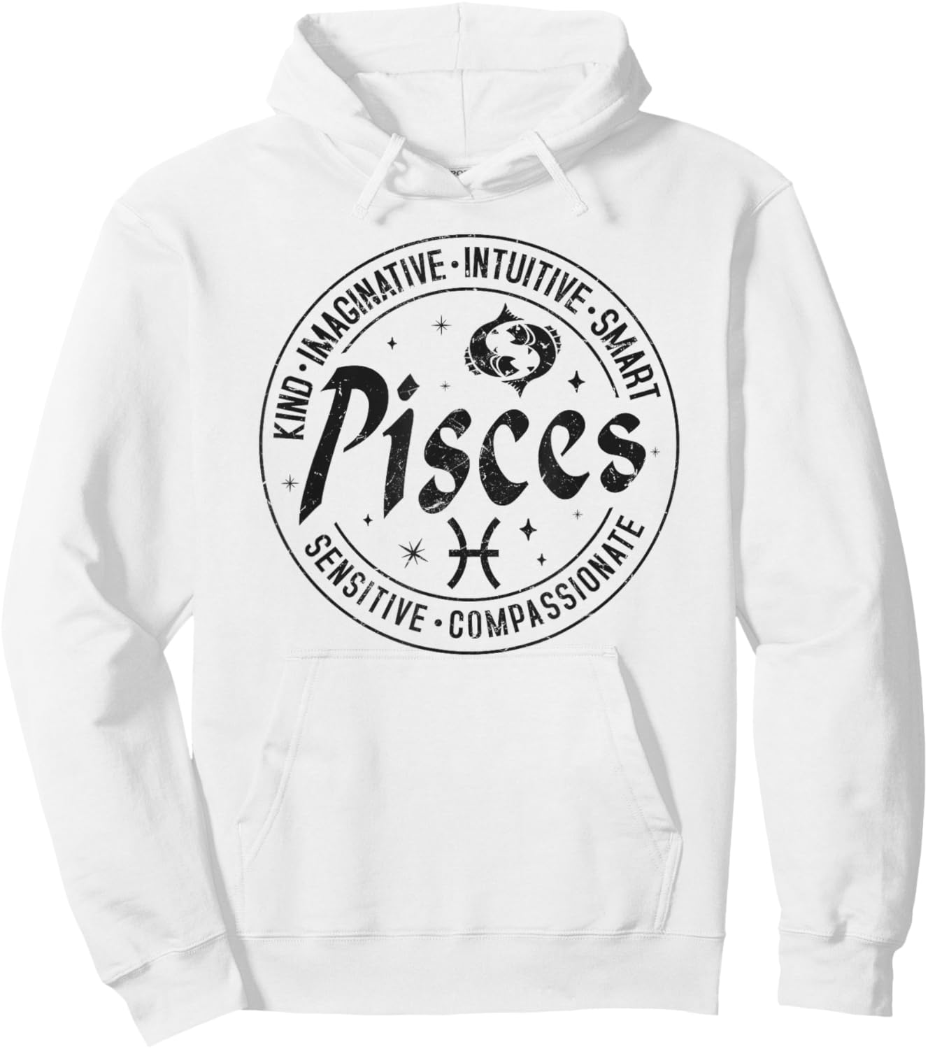 Pisces Virtues Vintage Style Zodiac Design, Pisces Hoodie - Hoodie | White