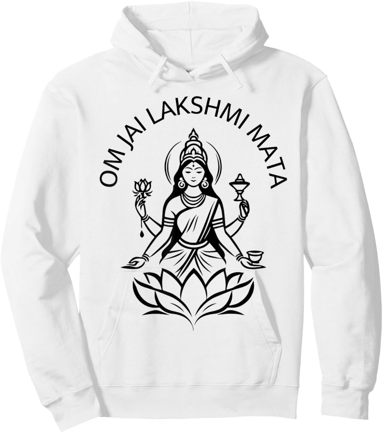 Laxmi Mata, Diwali Indian Goddess Om Jai Lakshmi Mata Pooja Hoodie - Hoodie | White