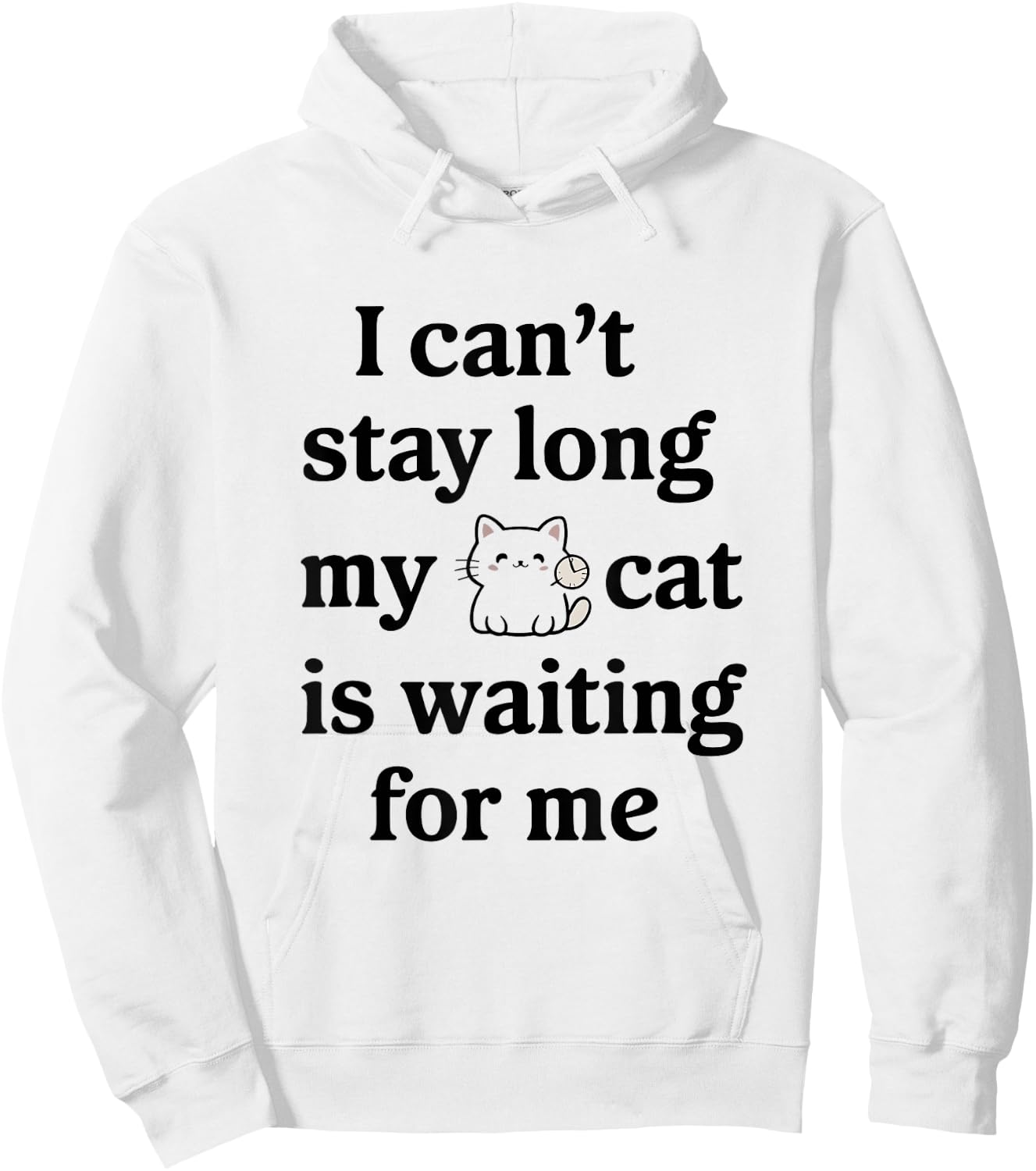 I Can’t Stay Long My Cat Is Waiting For Me Cat Lover Saying Women Hoodie - Hoodie | White