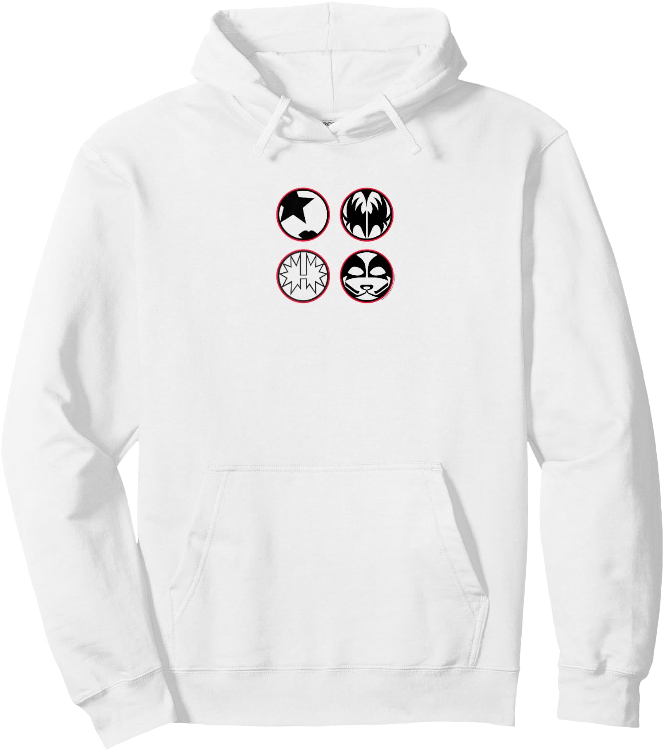 KISS - Cartoon B&W Logo Hoodie - Hoodie | White
