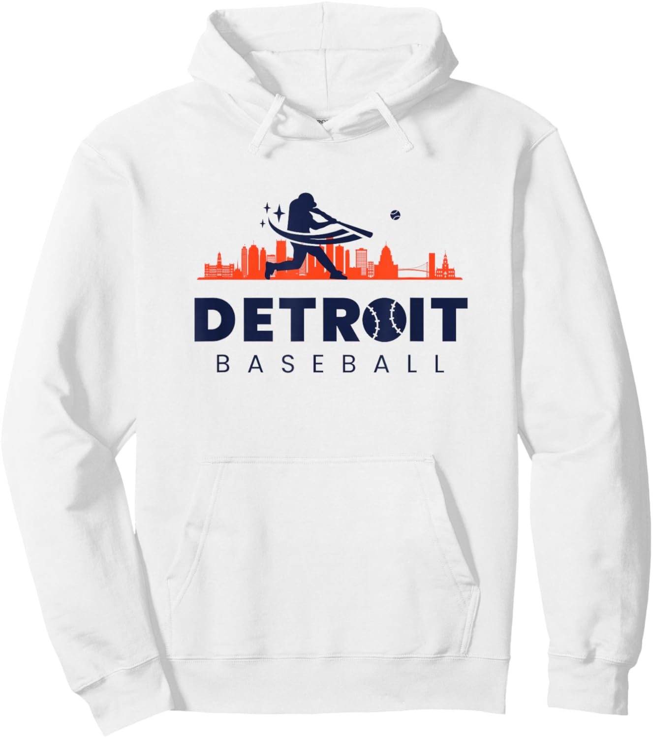 Detroit Baseball Vintage Minimalist Retro Baseball Lover Hoodie - Hoodie | White