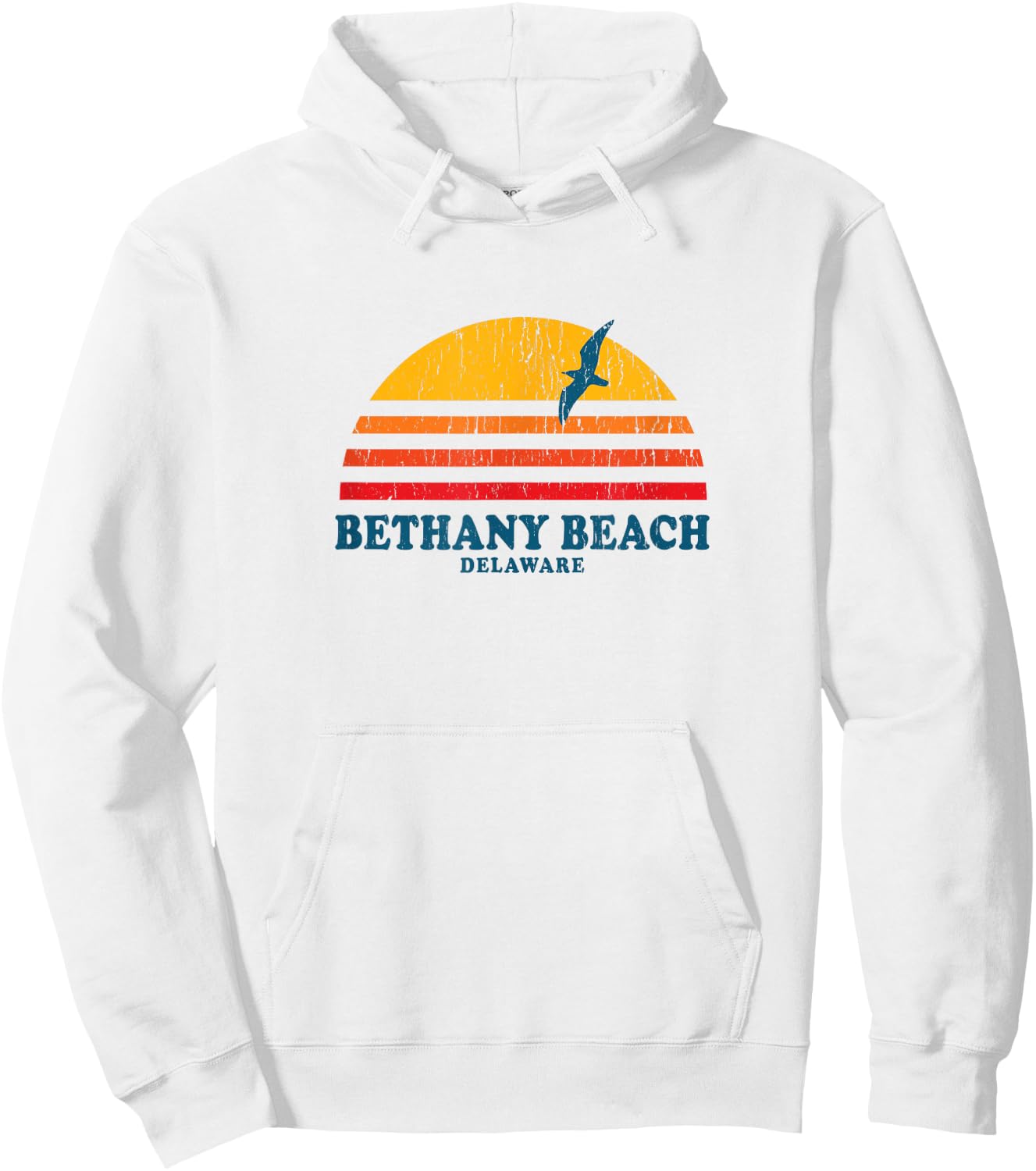 Bethany Beach Delaware DE Vintage Graphic 70s Women Kids Hoodie - Hoodie | White