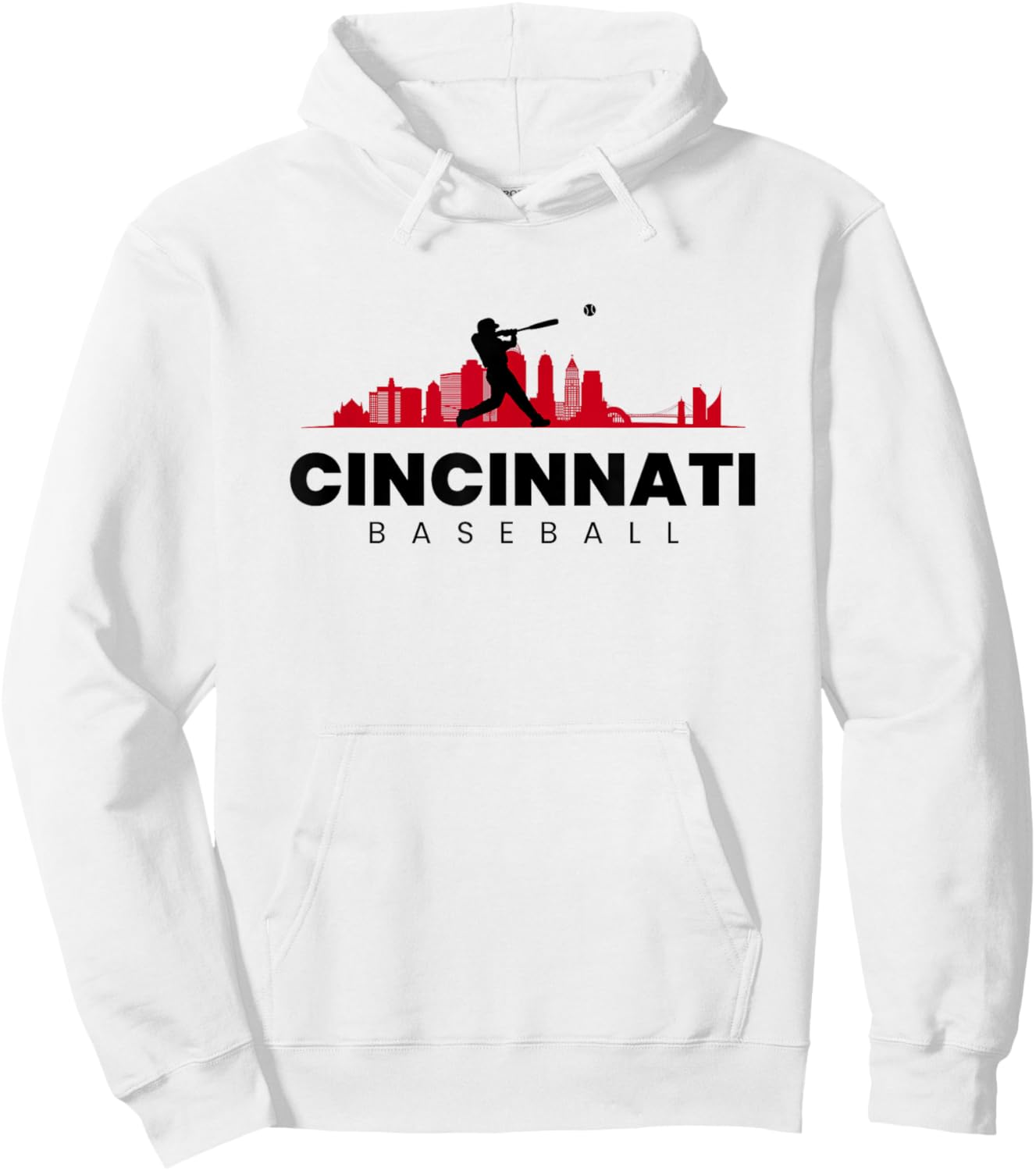 Cincinnati Baseball Vintage Minimalist Retro Baseball Lover Hoodie - Hoodie | White