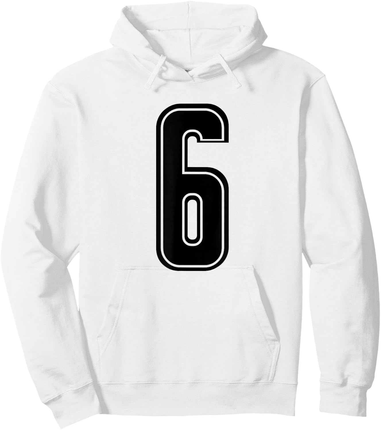 Black Sports Team Number #6 Hoodie - Hoodie | White
