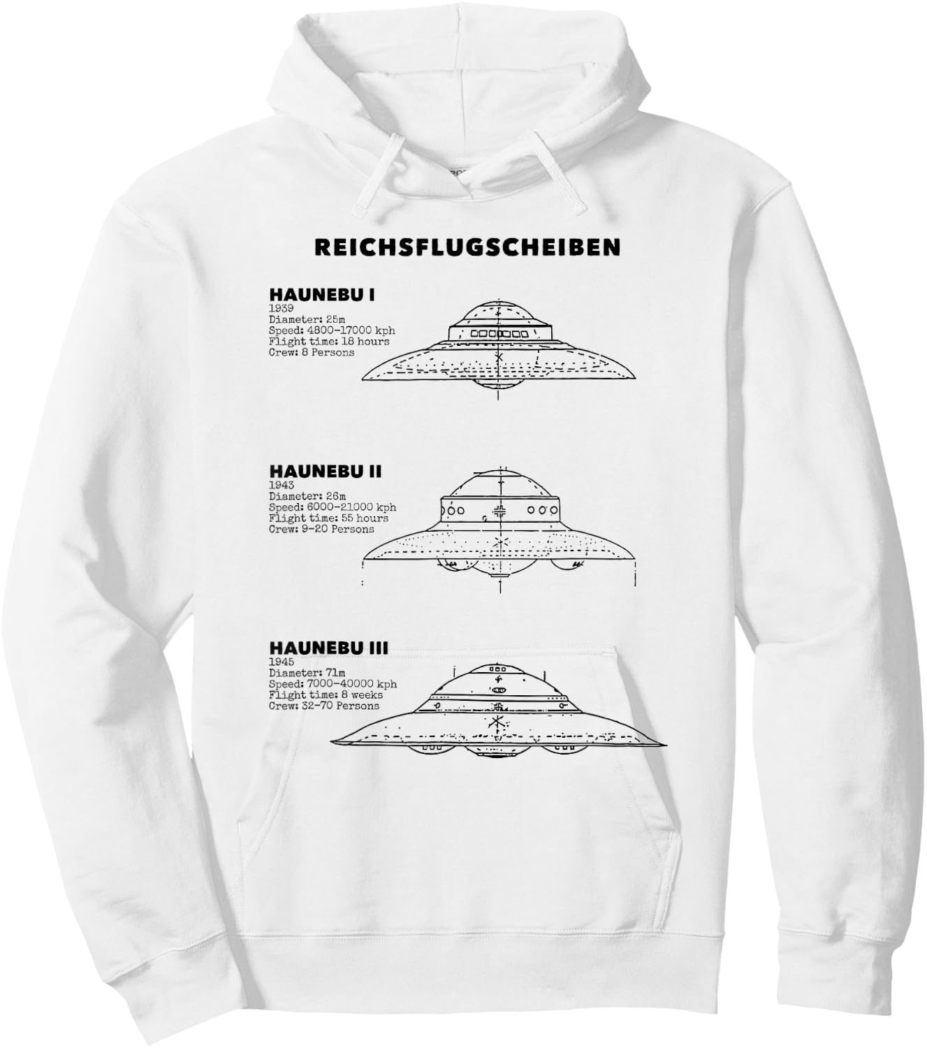 Vintage German WW2 UFO Top Secret Area 51 Alien UAP Graphic Hoodie - Hoodie | White