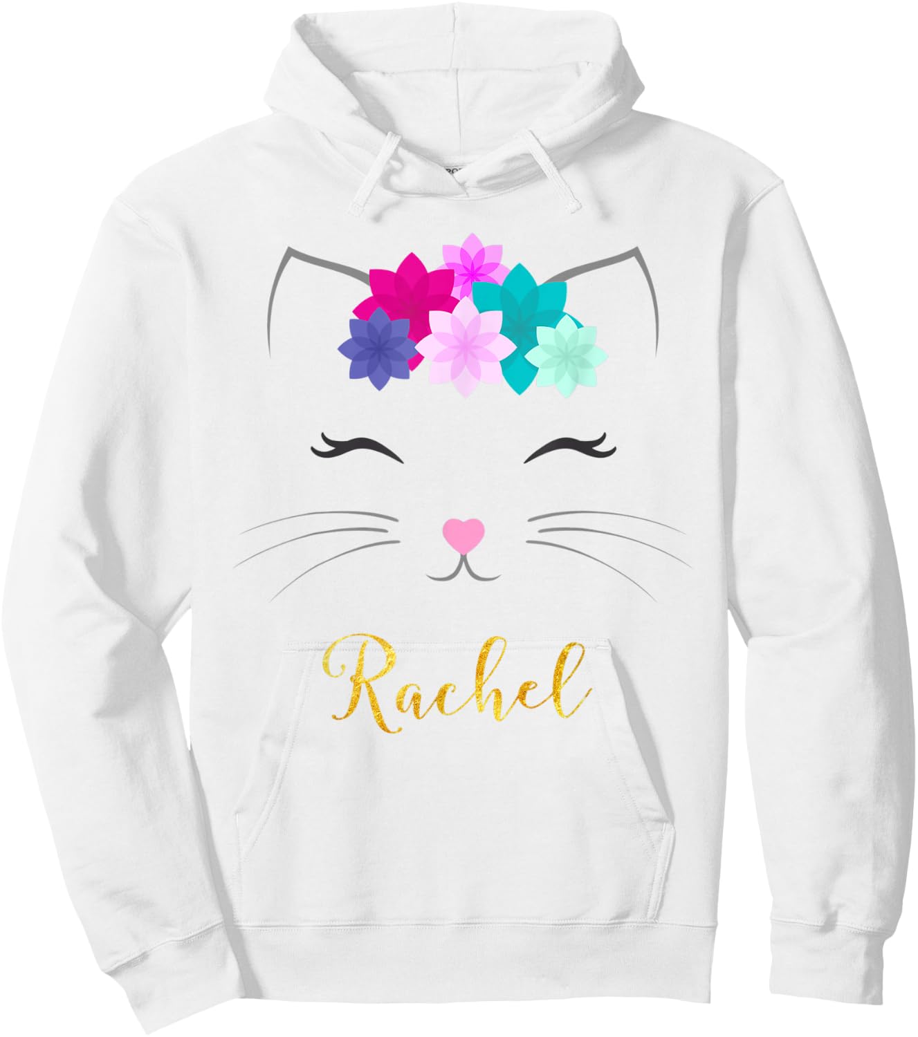 Rachel Name Gift Personalized Kitty Cat Hoodie - Hoodie | White
