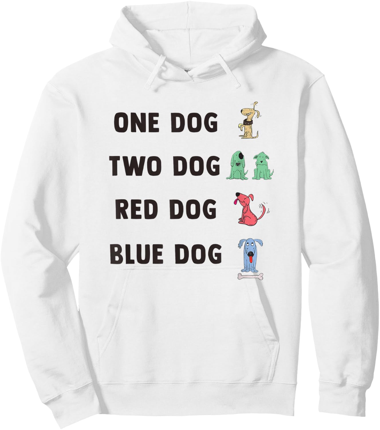 One Dog Two Dog Red Dog Blue Dog Hoodie - Hoodie | White