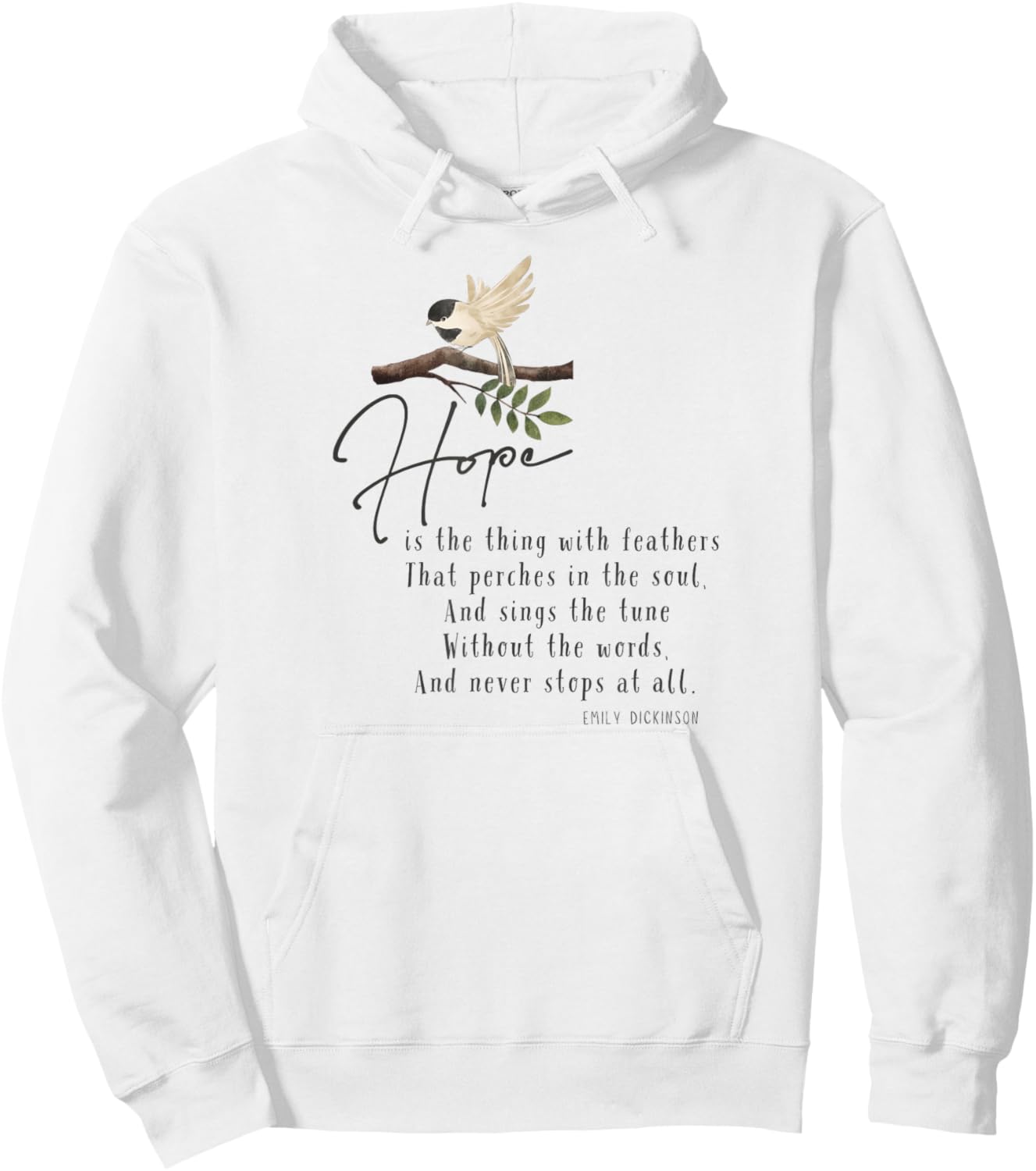 Emily Dickinson Hope is The Thing With Feathers Bird Poetry Hoodie - Hoodie | White