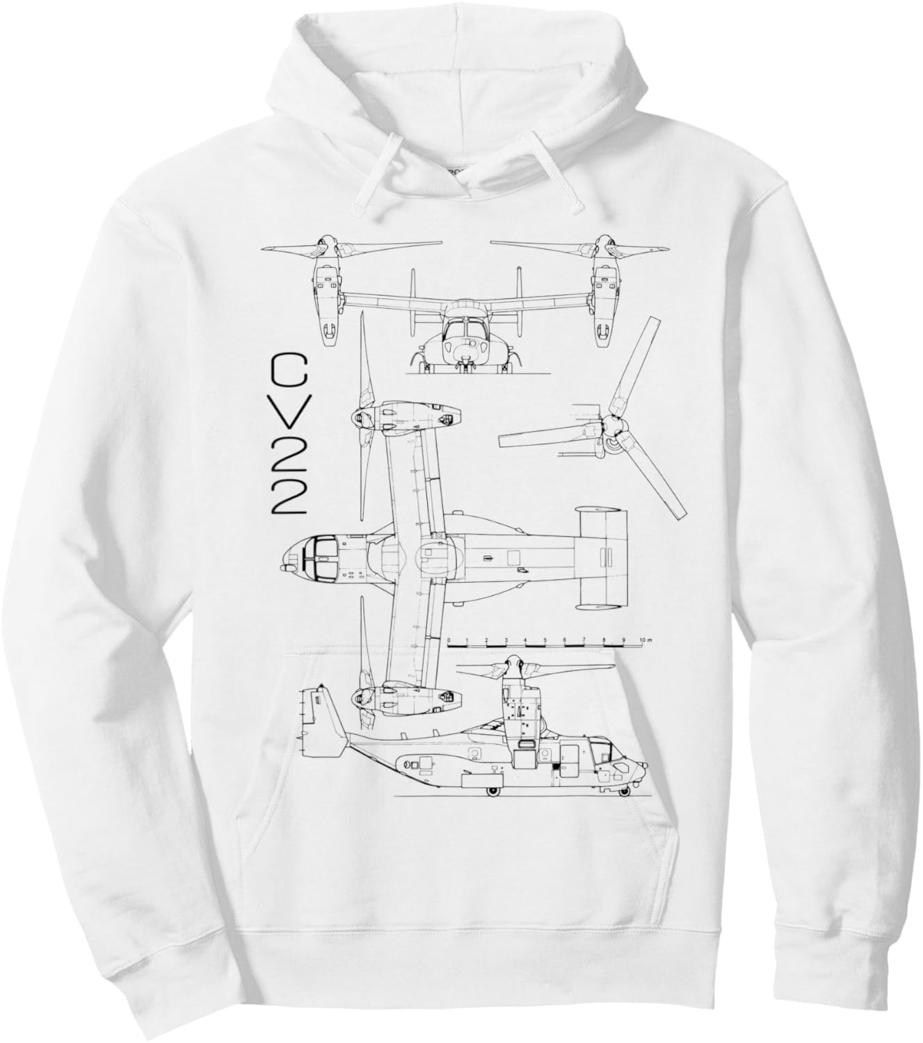 V-22 Osprey Aircraft US Military Helicopter Specification Hoodie - Hoodie | White