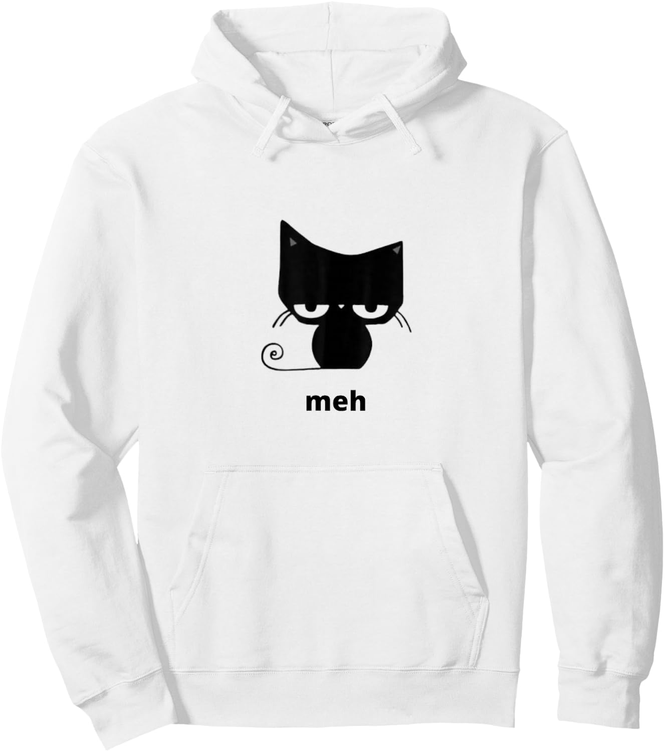 Meh Black Cat Funny Hoodie - Hoodie | White