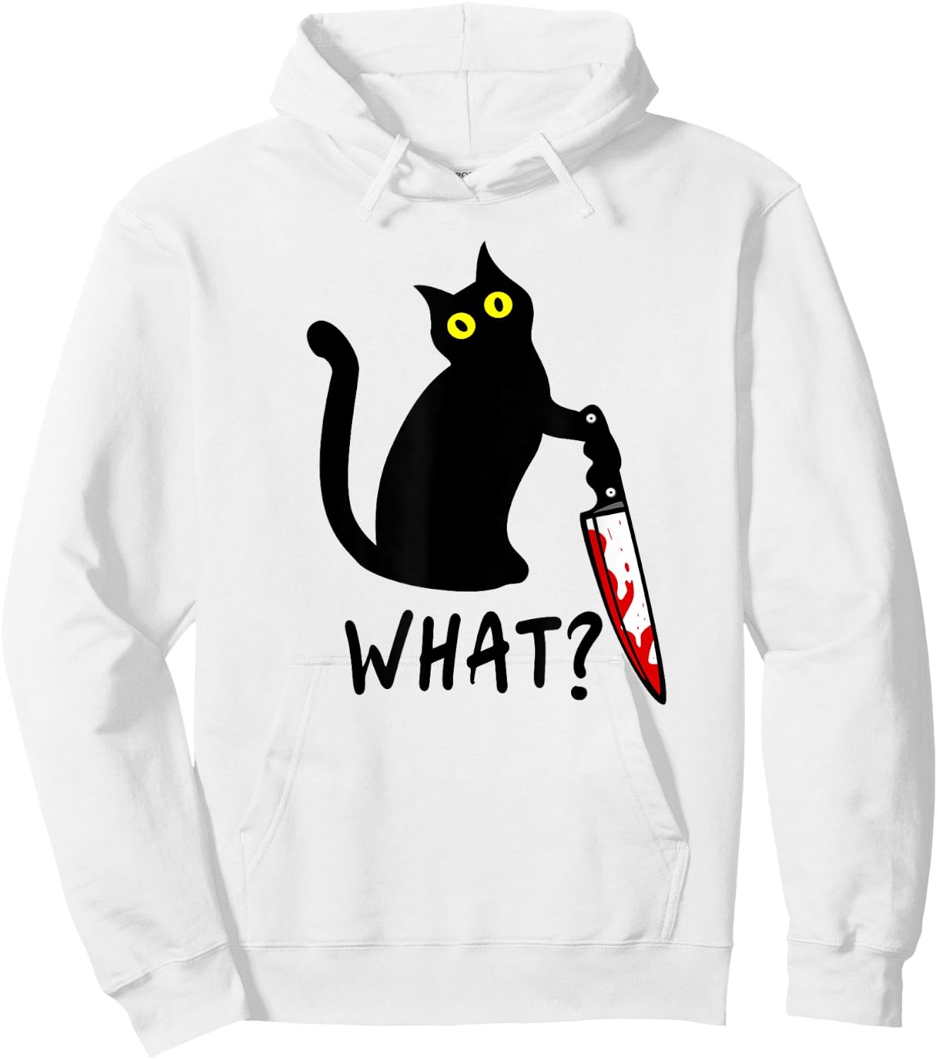 What? Funny Black Murderous Cat Knife Kitten Cat Lover Gift Men Women Hoodie - Hoodie | White