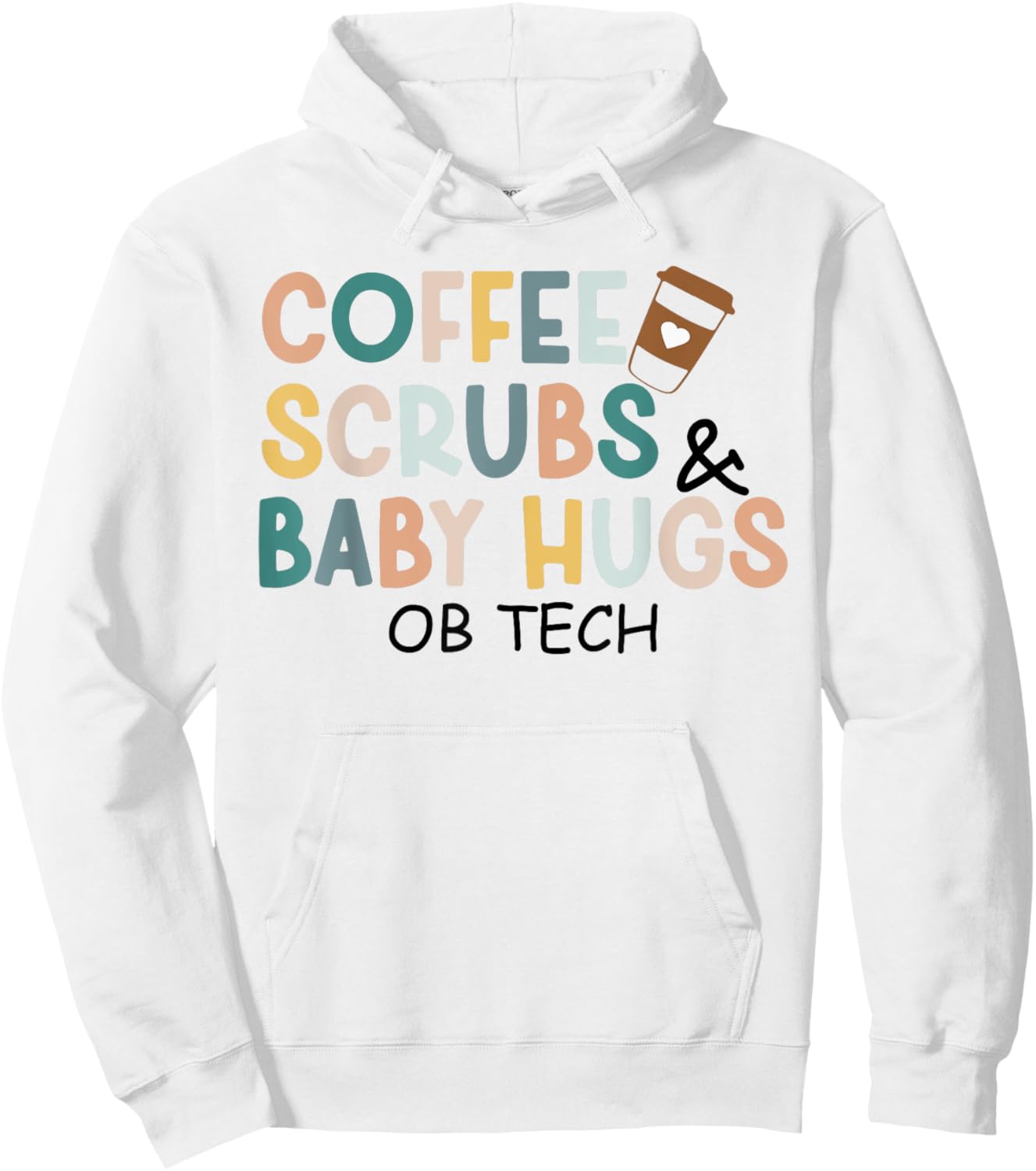 OB Tech Coffee Scrubs & Baby Hugs Tiny Baby Hoodie - Hoodie | White