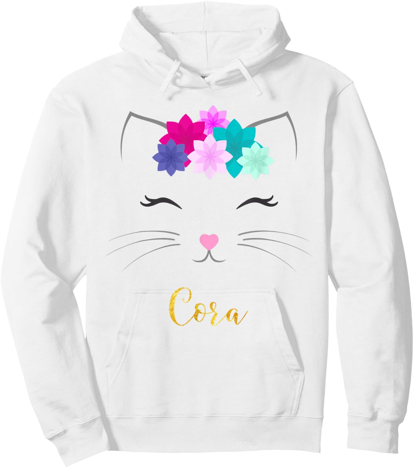 Cora Name Gift Personalized Kitty Cat Women Kids Hoodie - Hoodie | White