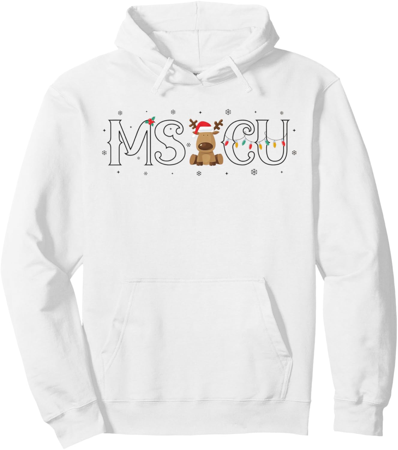 MSICU Nurse Reindeer Christmas Medical Surgical ICU Nurse Hoodie - Hoodie | White