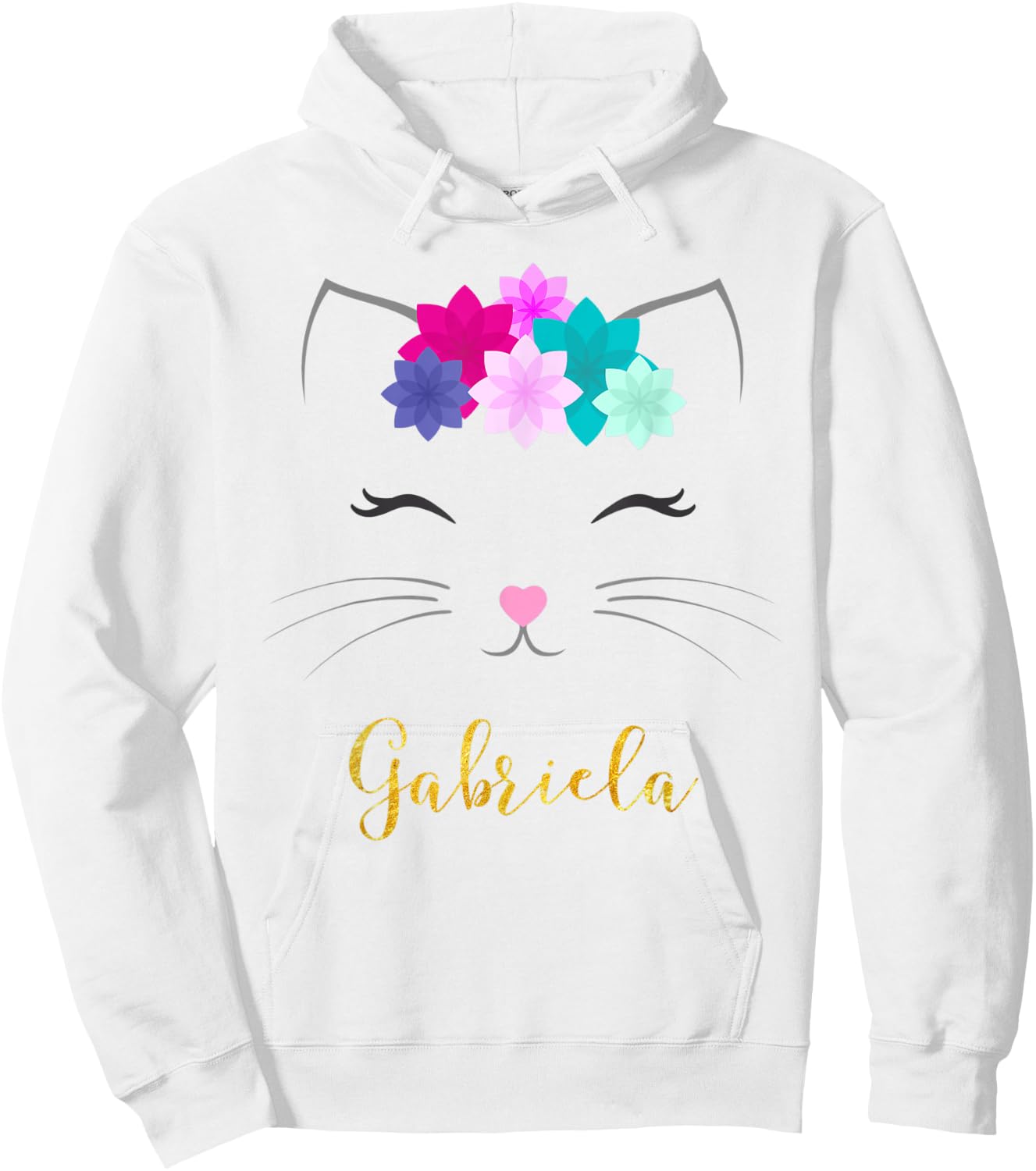 Gabriela Name Gift Personalized Kitty Cat Hoodie - Hoodie | White