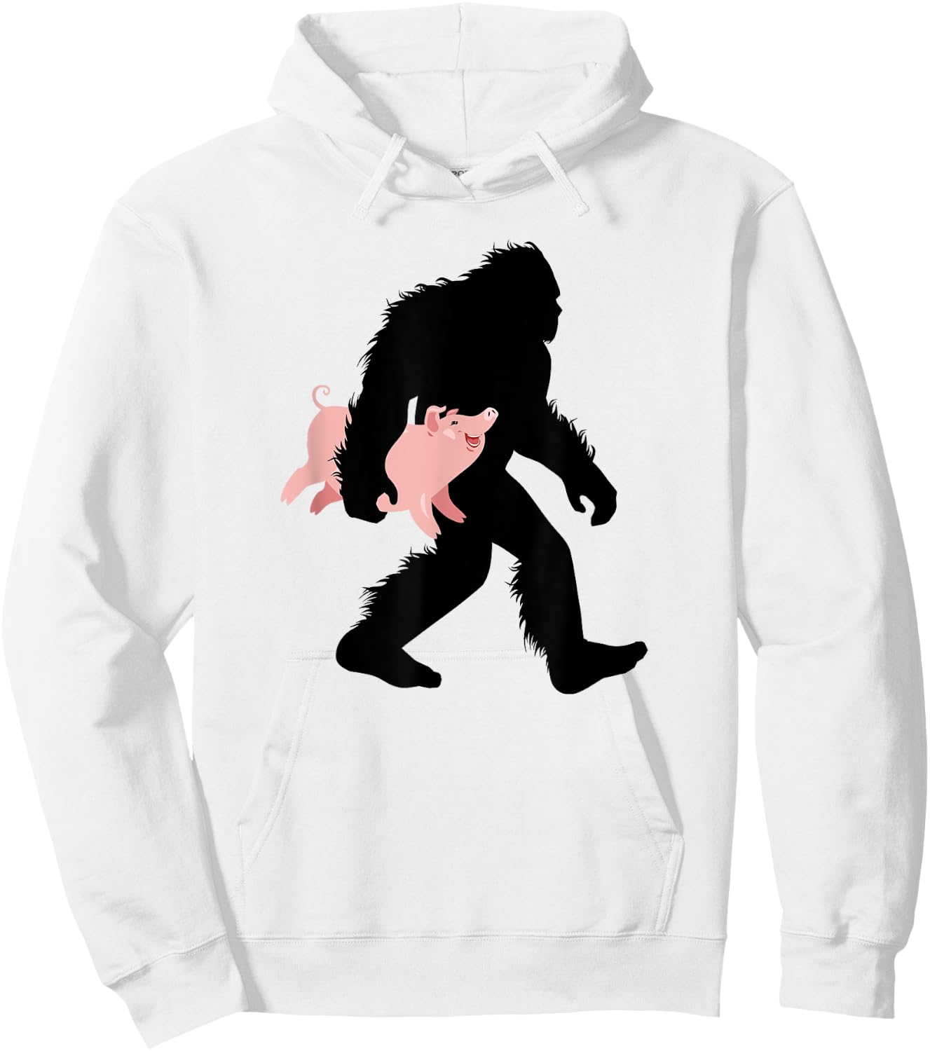 Bigfoot Carrying Pig Cute Swine Sasquatch With Hog Hoodie - Hoodie | White