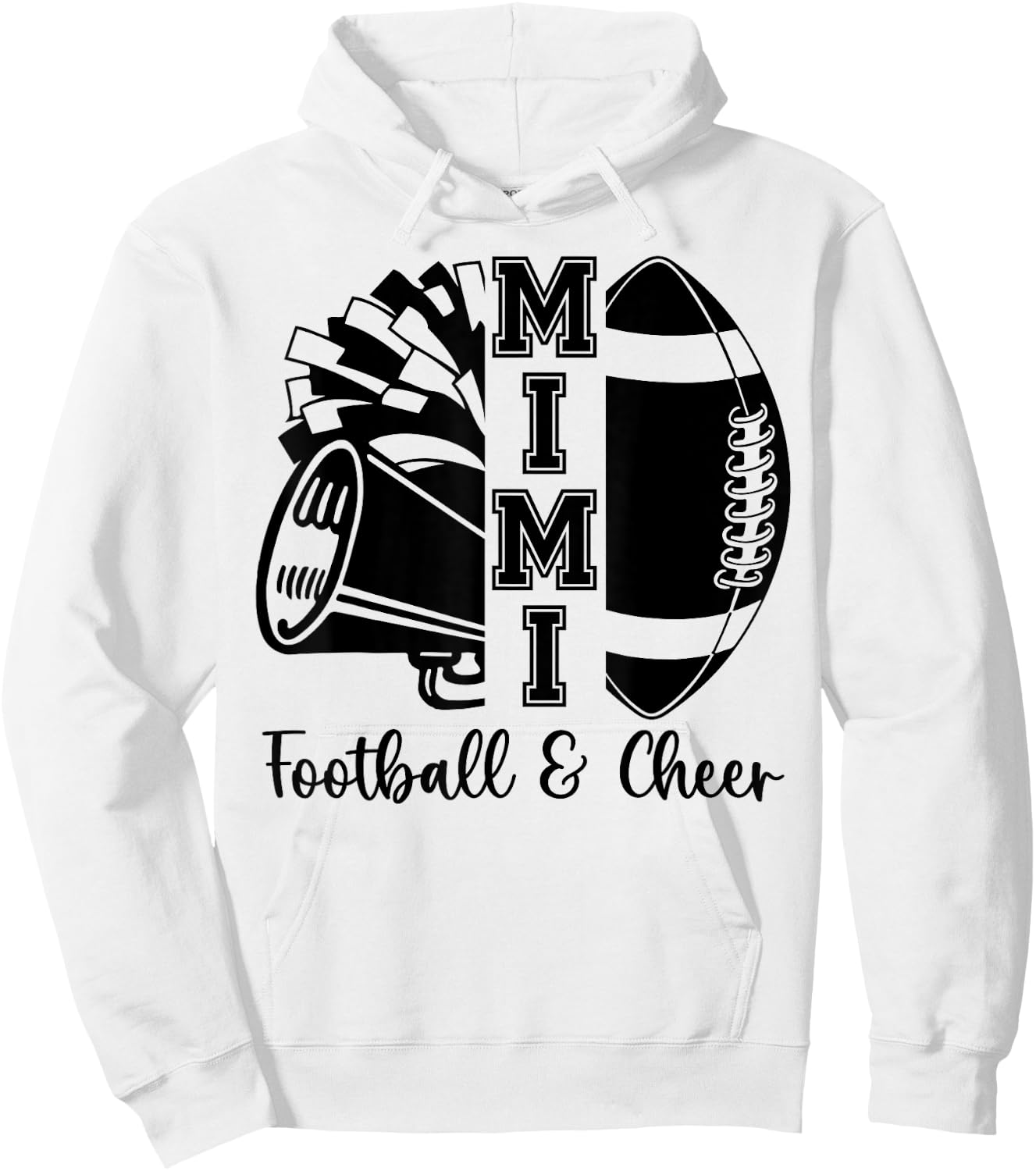 Football Cheer Mimi Grandma High School Cheerleader Pom Pom Hoodie - Hoodie | White