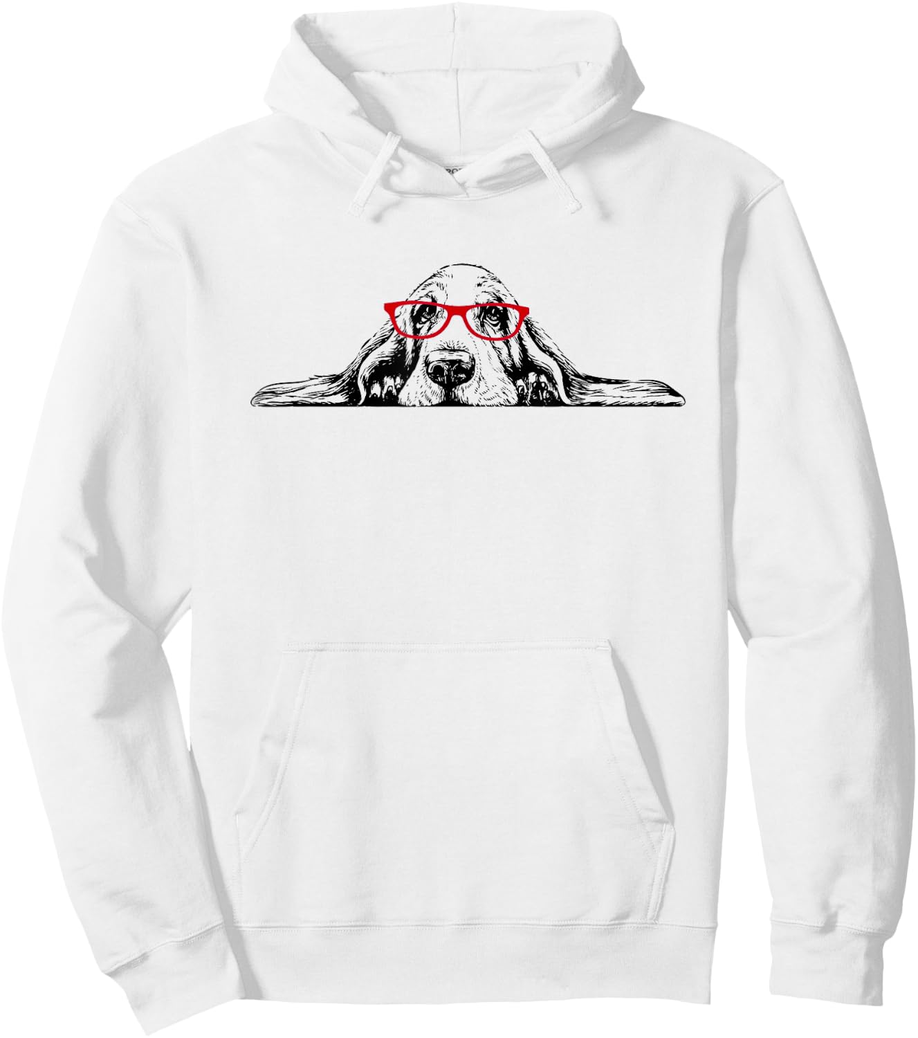 Red Glasses Basset Hound Lover Hoodie - Hoodie | White
