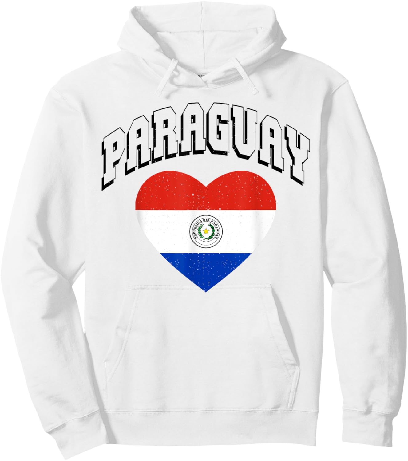 Paraguay Flag Vintage Throwback Athletic Heart Hoodie - Hoodie | White