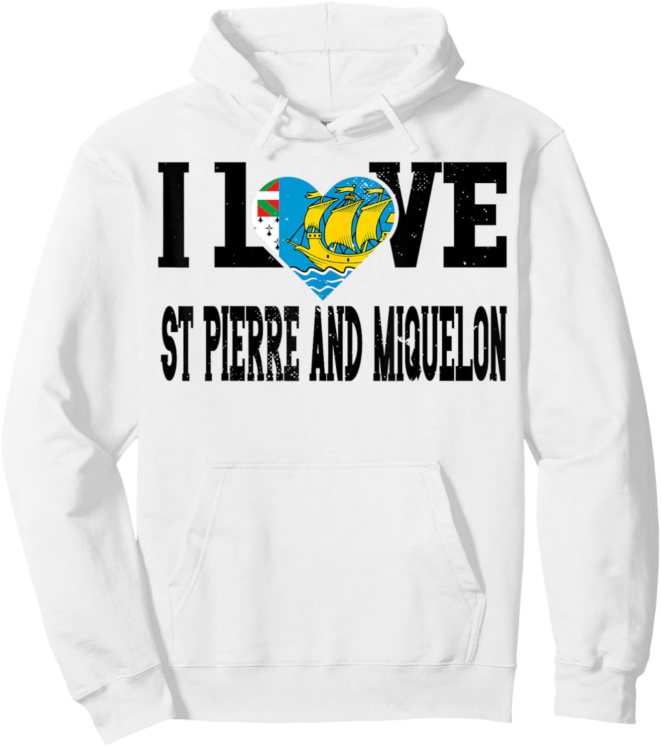 I Love St Pierre and Miquelon Flag Proud Sports Souvenir Hoodie - Hoodie | White