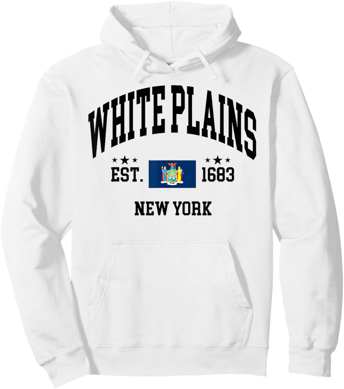 Retro White Plains New York NY Vintage State Patriotic Flag Hoodie - Hoodie | White