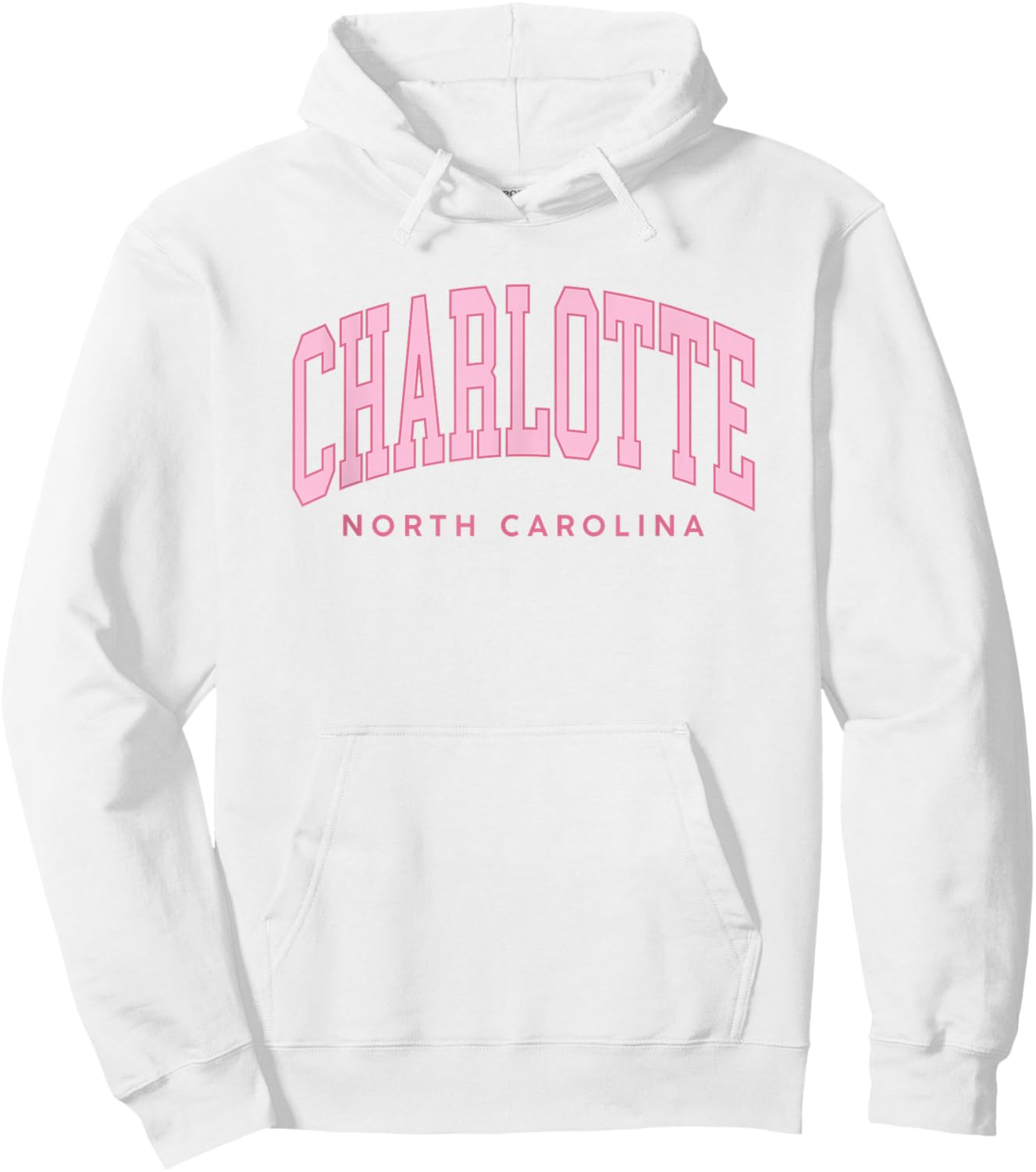 Vintage Charlotte NC Pink Text Retro Preppy Throwback Women Hoodie - Hoodie | White