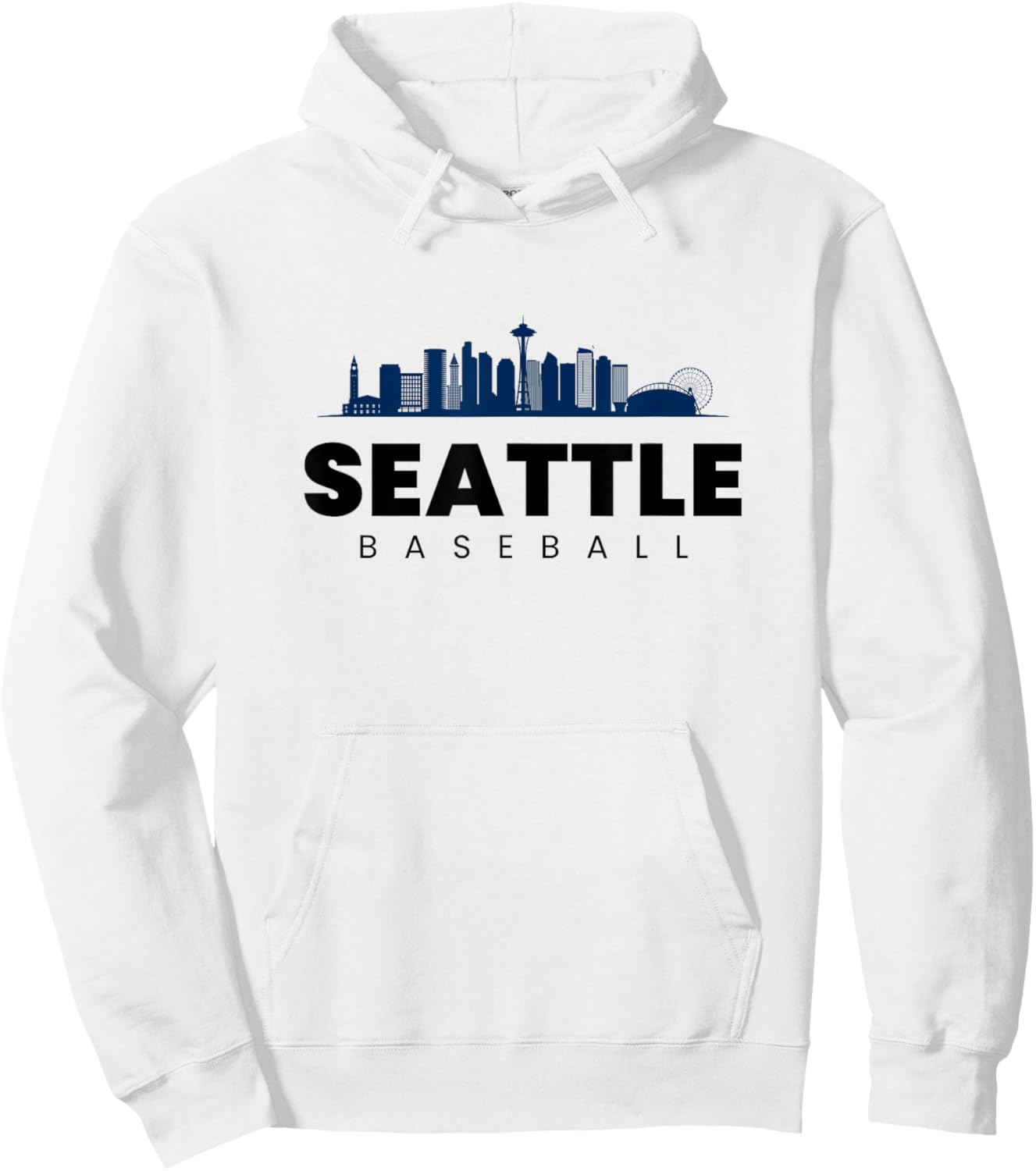 Seattle Baseball Vintage City Skyline Minimal Baseball Lover Hoodie - Hoodie | White