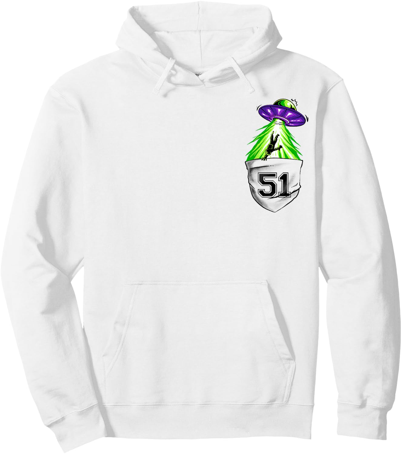 Alien Ship In Pocket Funny UFO Abduction Hoodie - Hoodie | White