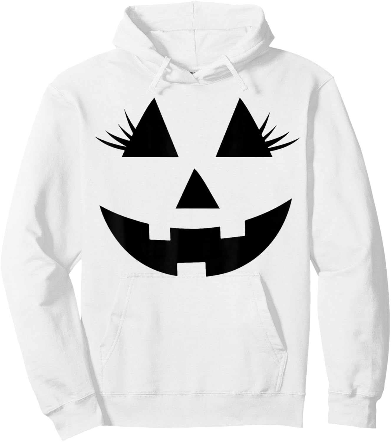 Funny Jack O Lantern Face Pumpkin Eyelashes Hallowen Costume Hoodie - Hoodie | White