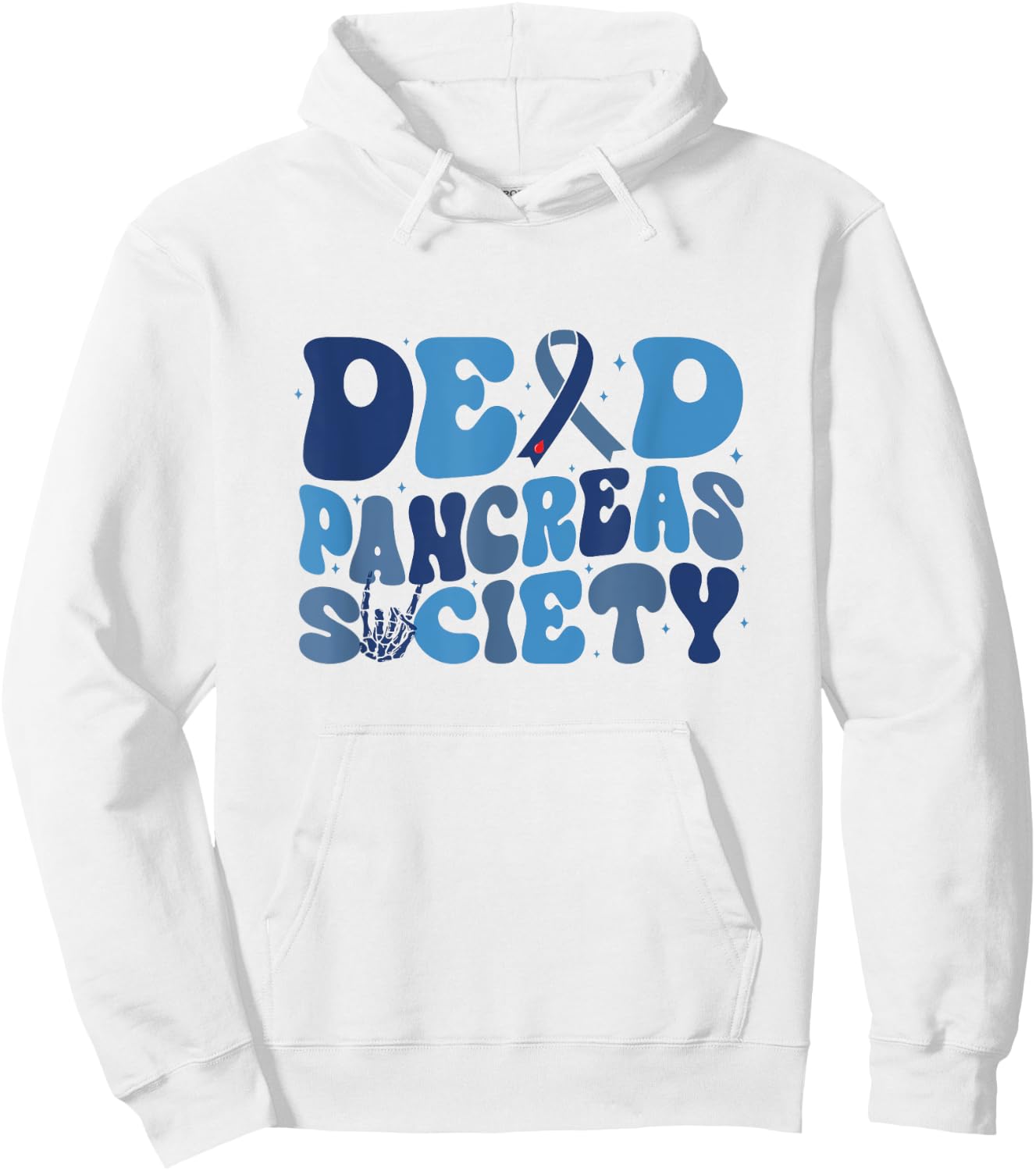 Retro Dead Pancreas Society Funny T1D Diabetes Awareness Hoodie - Hoodie | White