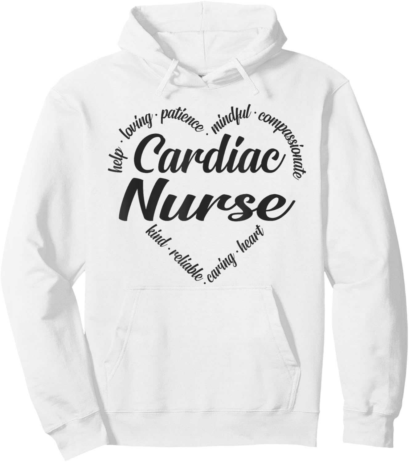 Cardiac Nurse Heart Word Cloud Hoodie - Hoodie | White