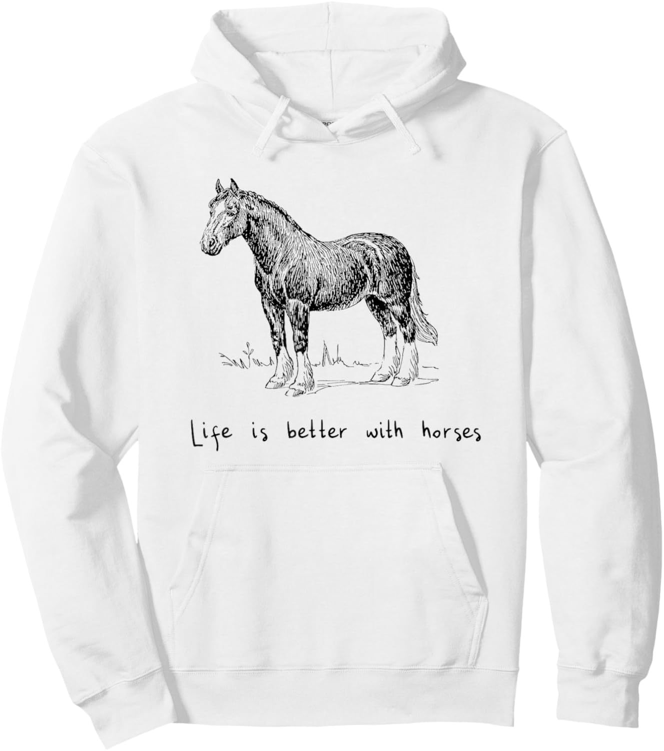 Cute Life Is Better With Horses Horseback Riding Hoodie - Hoodie | White