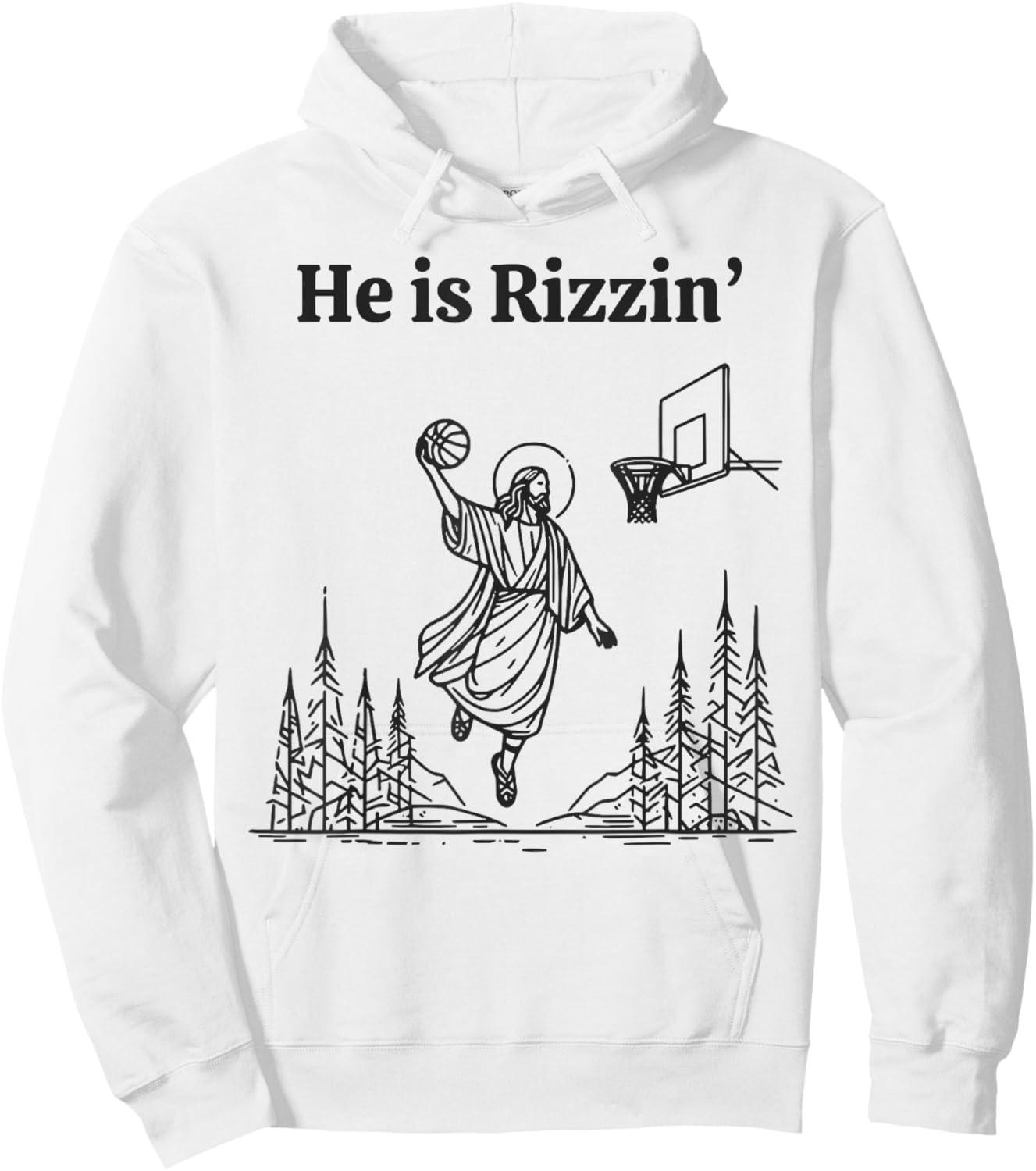 He Is Rizzin Shirt Basketball Jesus Funny Easter Christian Hoodie - Hoodie | White