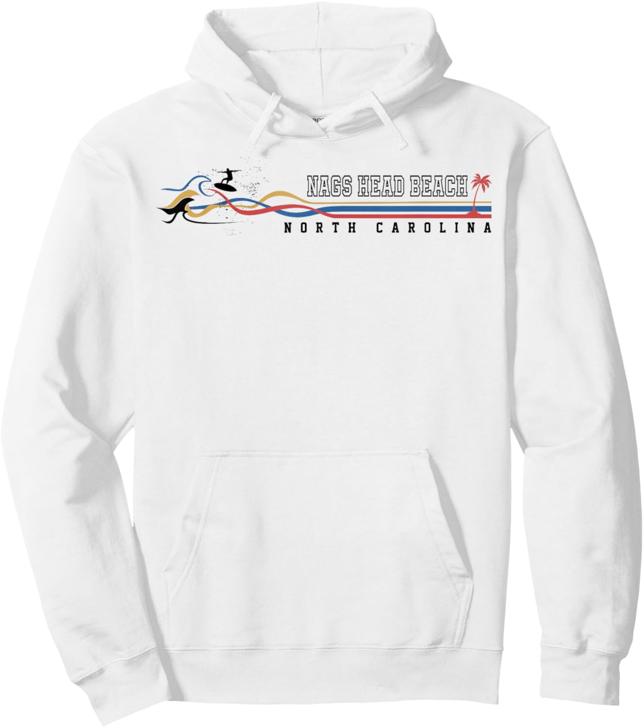 Nags Head Beach North Carolina Vintage Surfboarder Women Kids Hoodie - Hoodie | White
