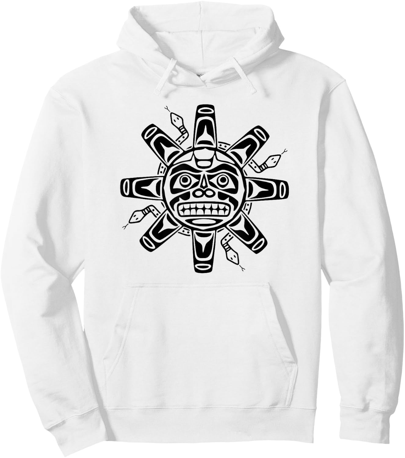 Sun Symbol Abstract Haida Art Pacific Northwest Coast Snakes Hoodie - Hoodie | White
