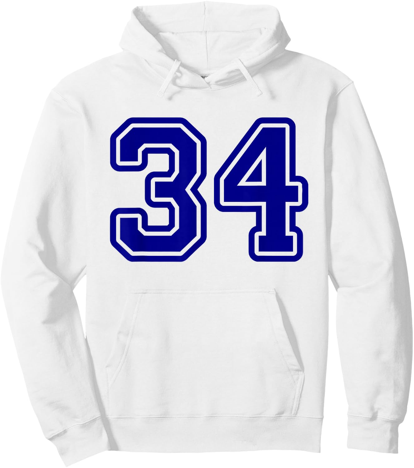 Number #34 Blue Sport Varsity Number 34 Hoodie - Hoodie | White