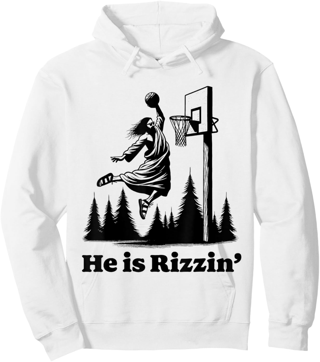 He Is Risen Meme Jesus Playing Basketball Funny Easter Hoodie - Hoodie | White