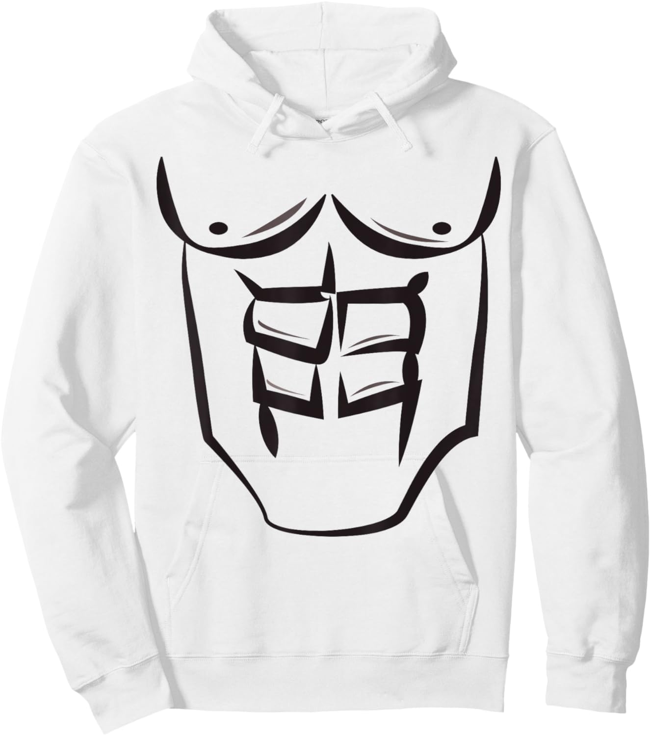 Chest Six Pack Abs Halloween Costume - Bodybuilder Outline Hoodie - Hoodie | White