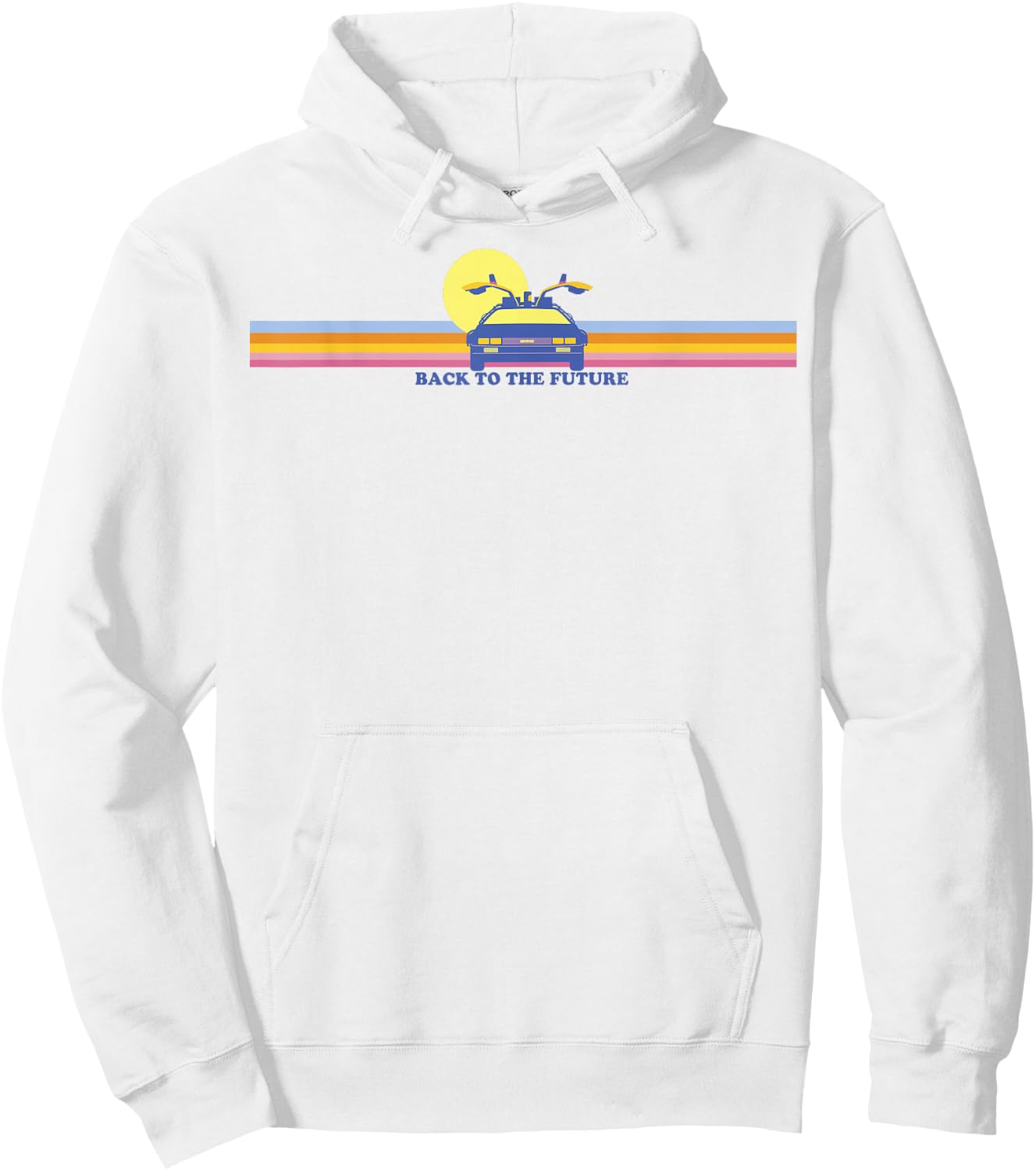 Back to The Future Delorean Retro Chest Stripes Hoodie - Hoodie | White