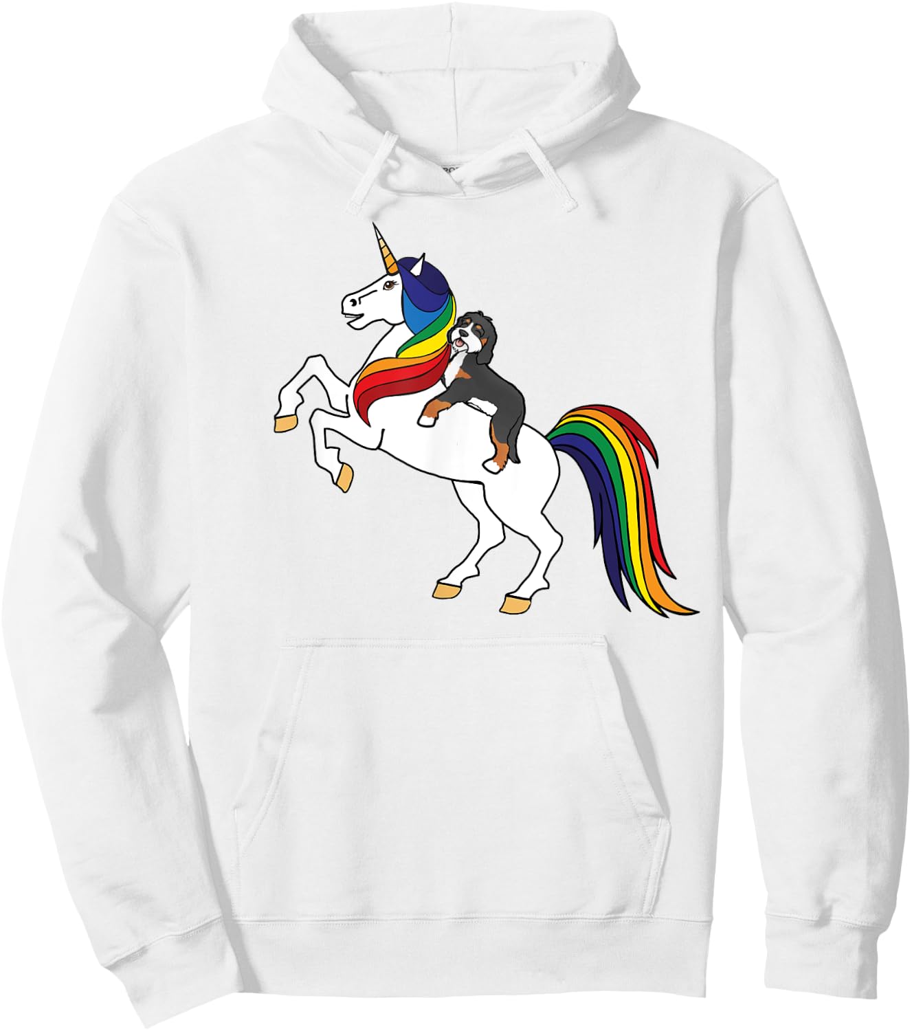 Cute Kids Girls Unicorn Bernedoodle Dog Lover Hoodie - Hoodie | White