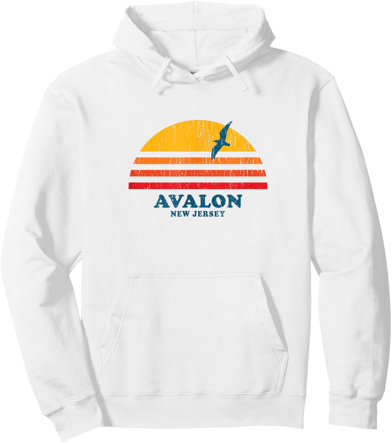 Avalon New Jersey NJ Vintage Casual Graphic 70s Hoodie - Hoodie | White