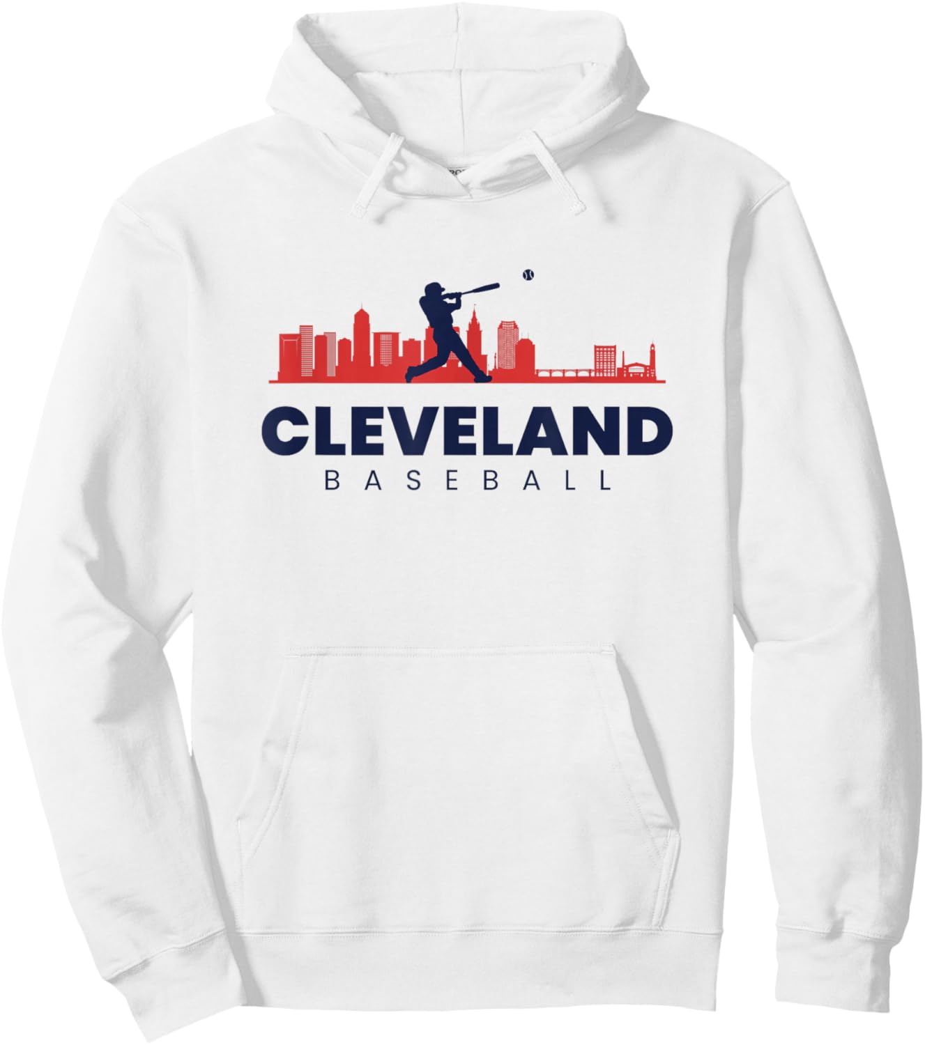 Cleveland Baseball Minimalist City Skyline Baseball Lover Hoodie - Hoodie | White